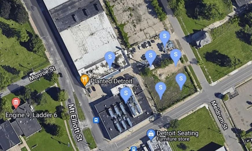 Aerial view of the Planted Detroit campus