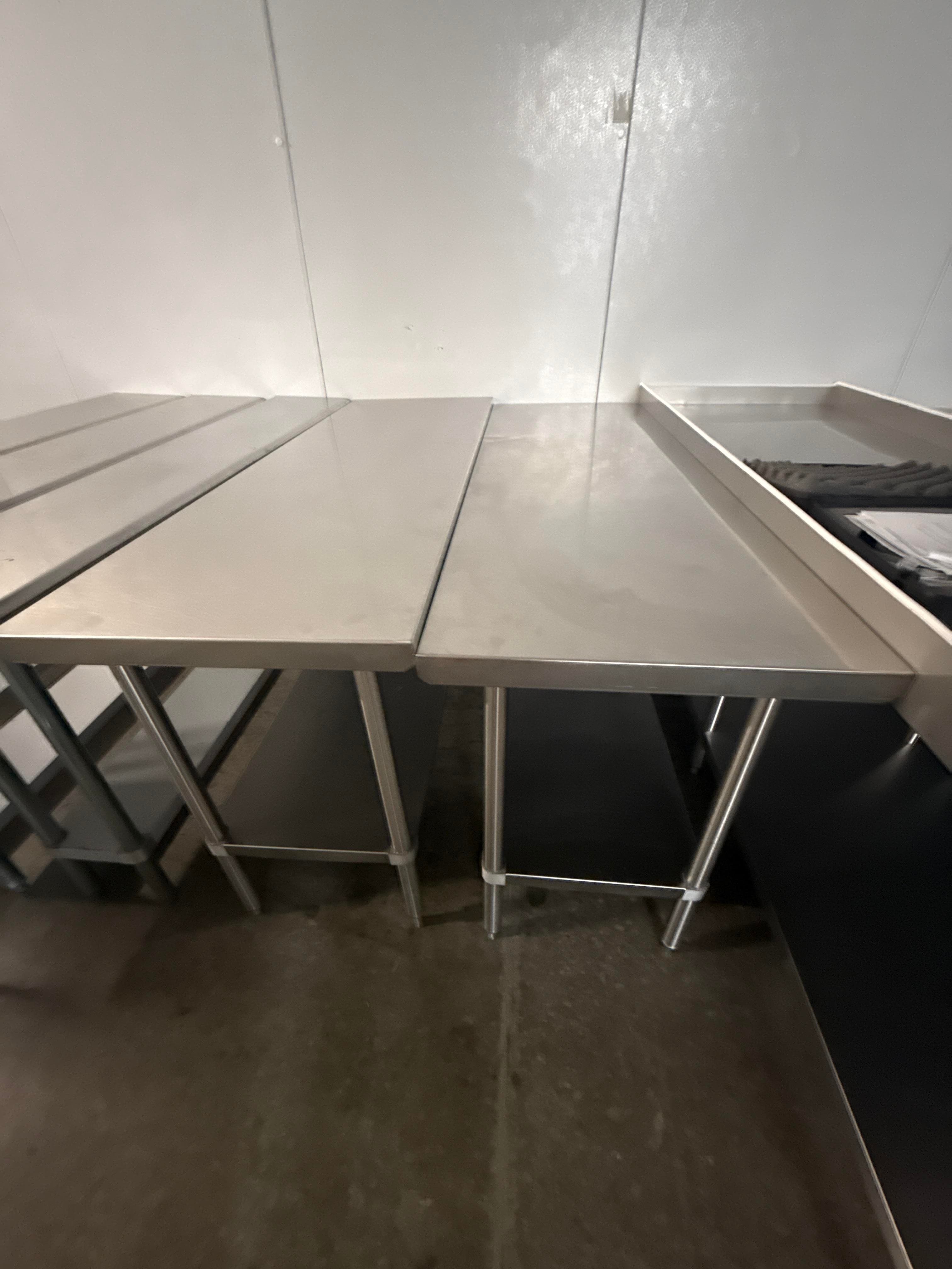 (2) Stainless Steel Commercial Prep Work Tables with Undershelves