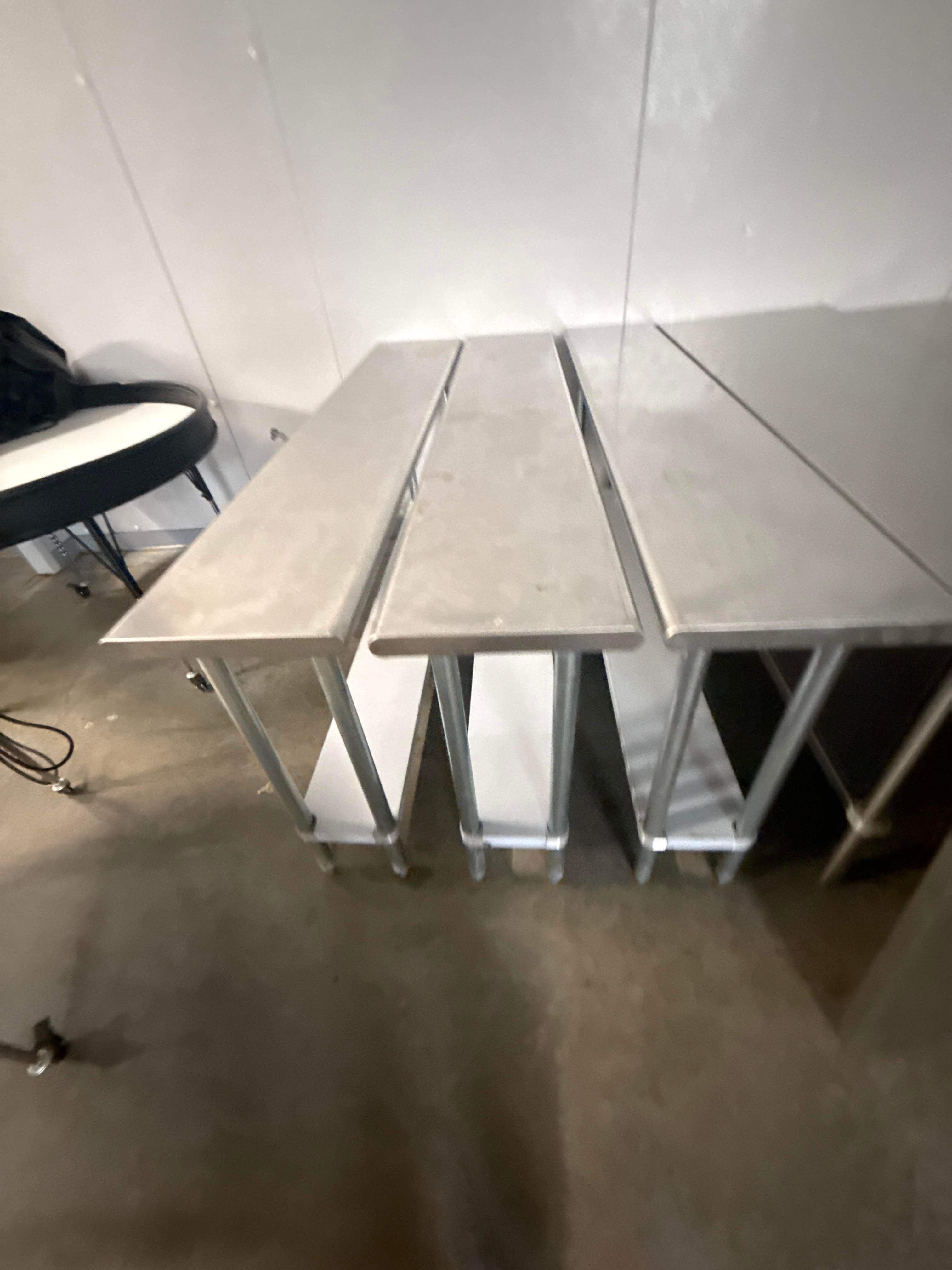 (3) Narrow Stainless Steel Utility Tables with Undershelves