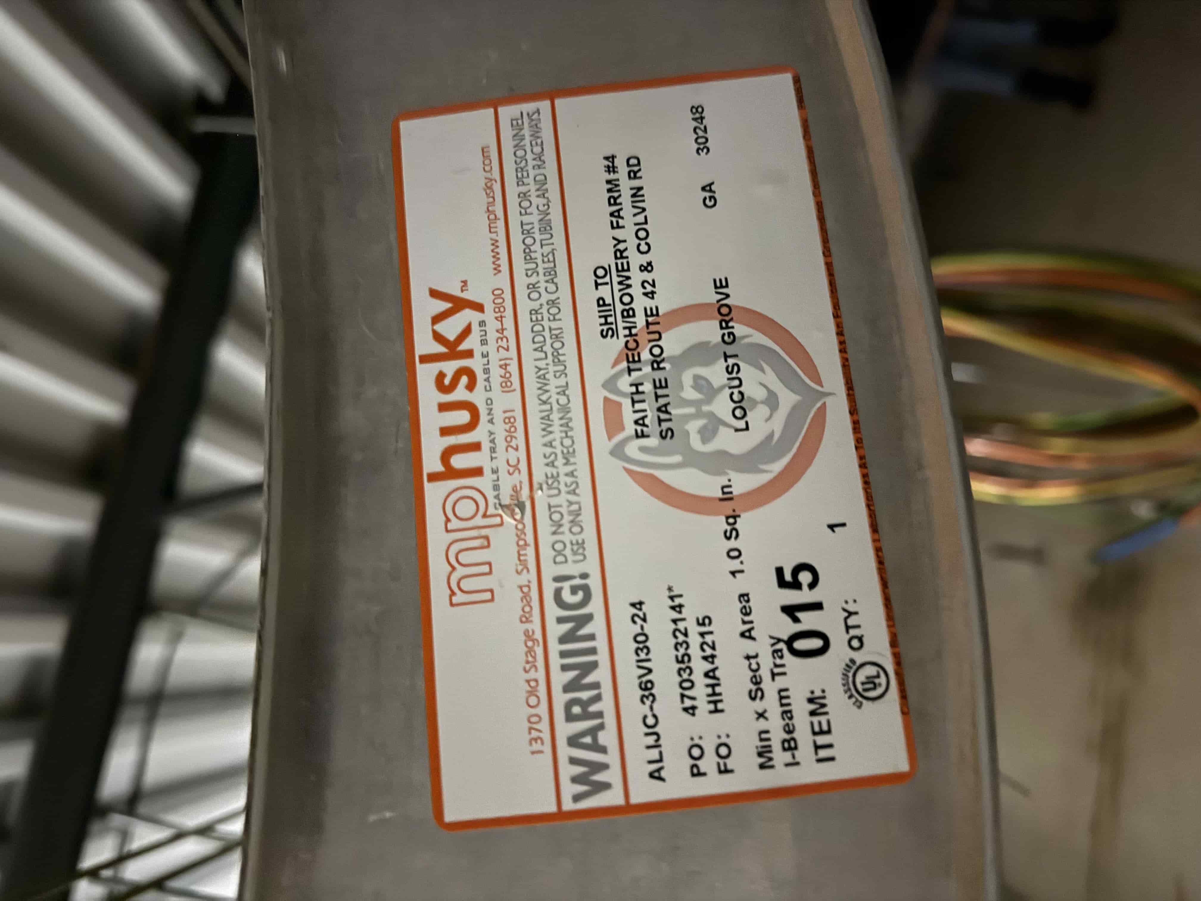 MP Husky Aluminum Cable Tray Network – Complete Electrical Distribution from Main Panels to Grow Room Subpanels