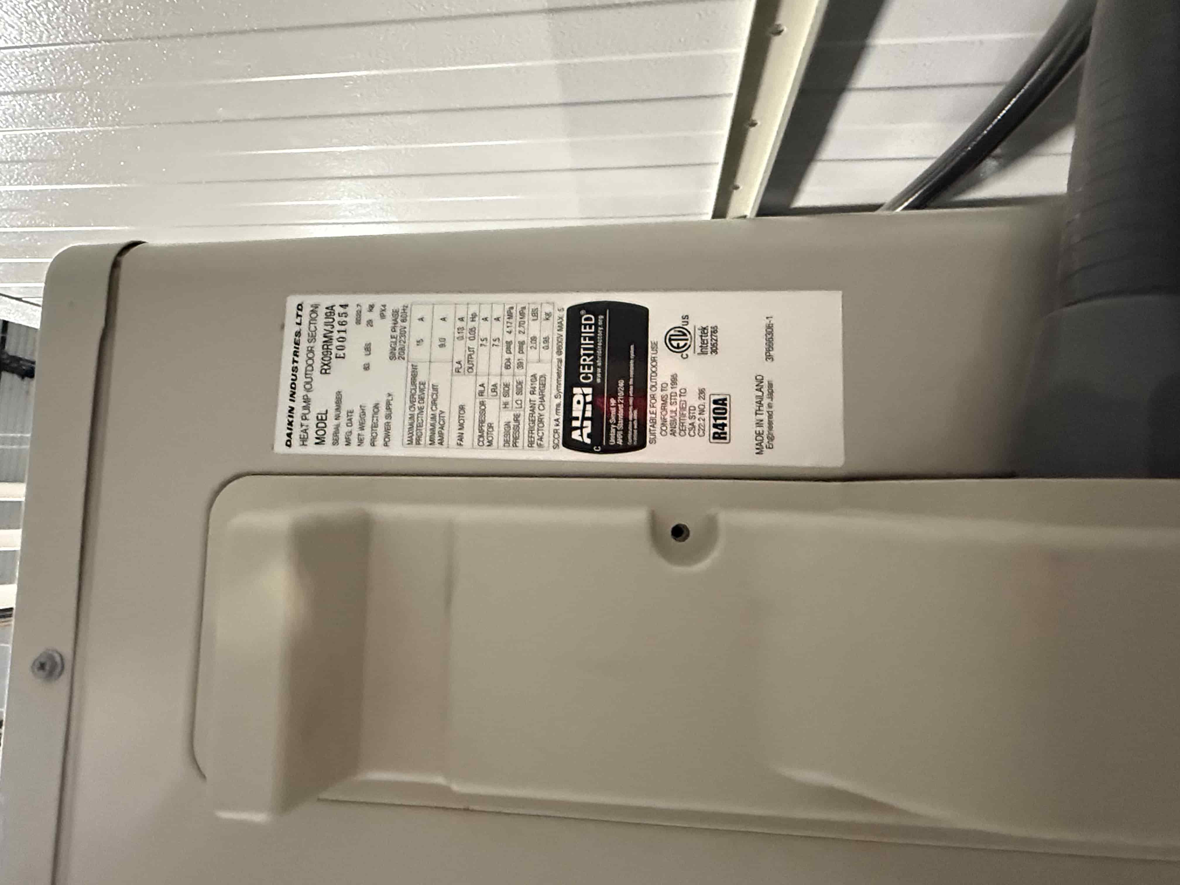 Daikin RX09RMVJUBA Outdoor Heat Pump Unit