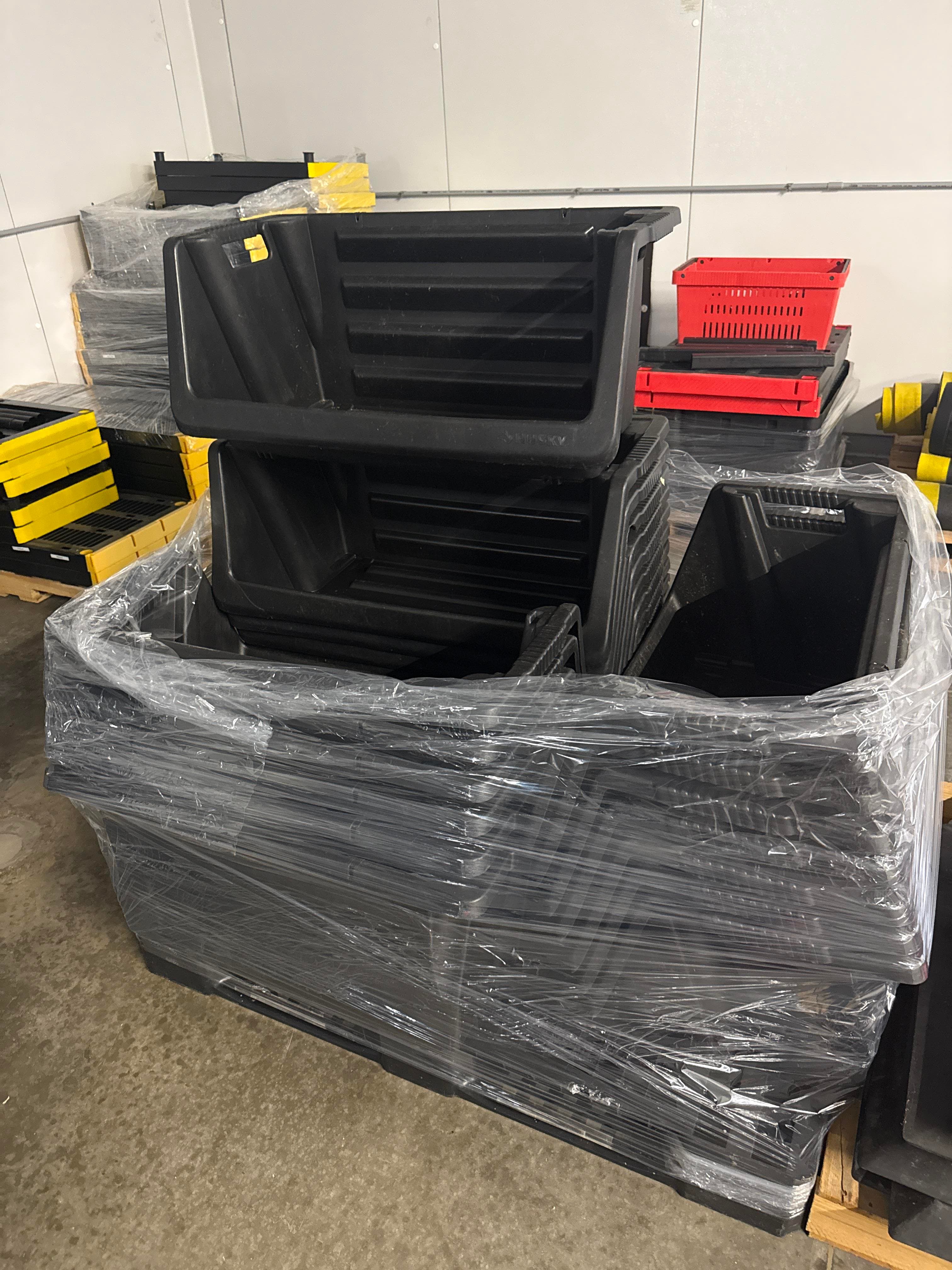 Bulk Lot Stackable Black Plastic Harvest Totes Bins Containers
