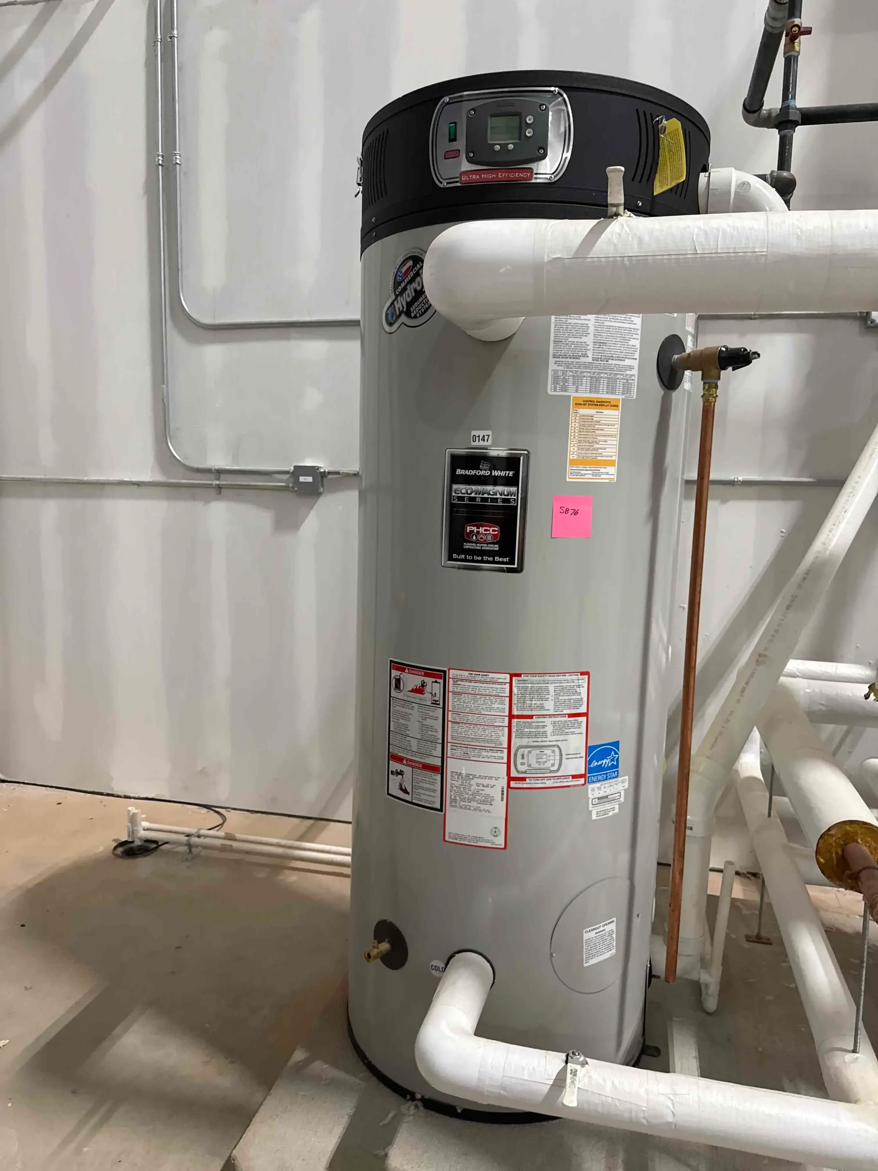 Bradford White Eco-Magnum Series EF Commercial Gas Water Heater, Energy Saver Model, High Efficiency, Natural Gas, 100 Gallon
