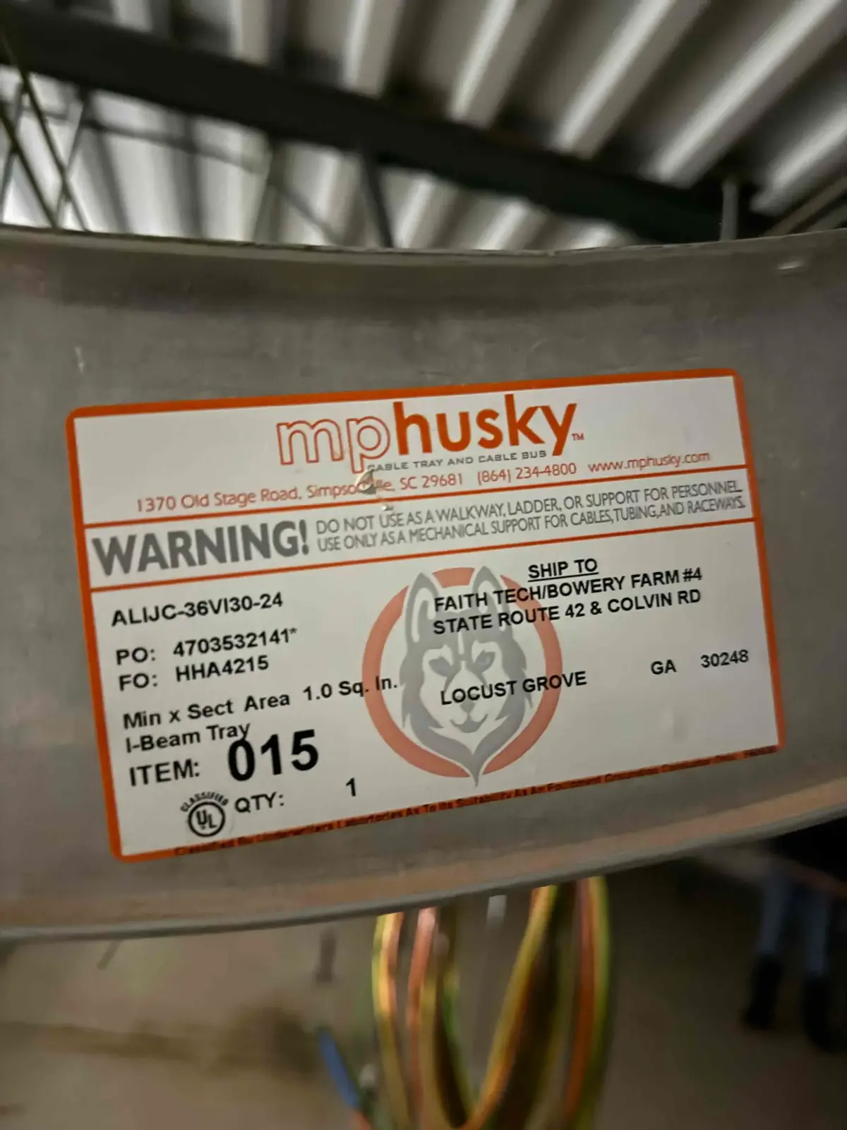 MP Husky Aluminum Cable Tray Network – Complete Electrical Distribution from Main Panels to Grow Room Subpanels