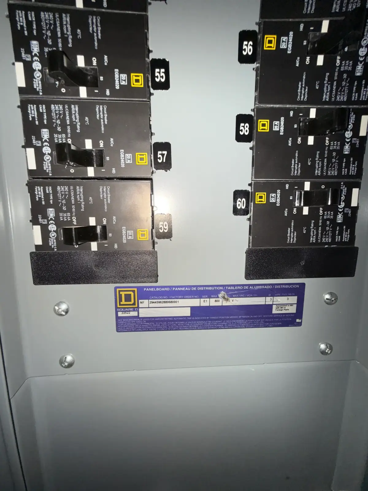 SB7066: Square D Panelboard 480V 800A