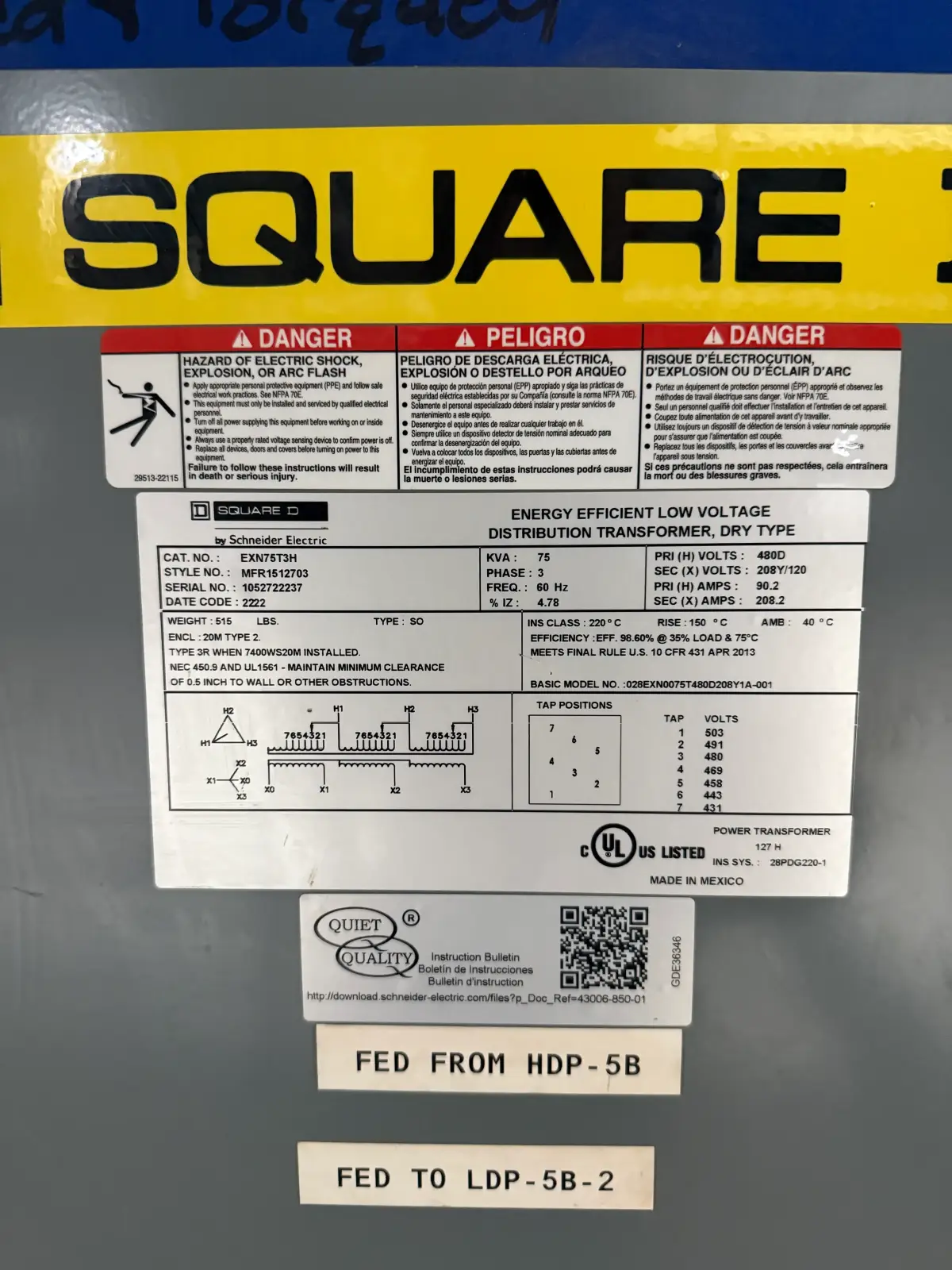 SB7038: Square D Low Voltage Distribution Transformer