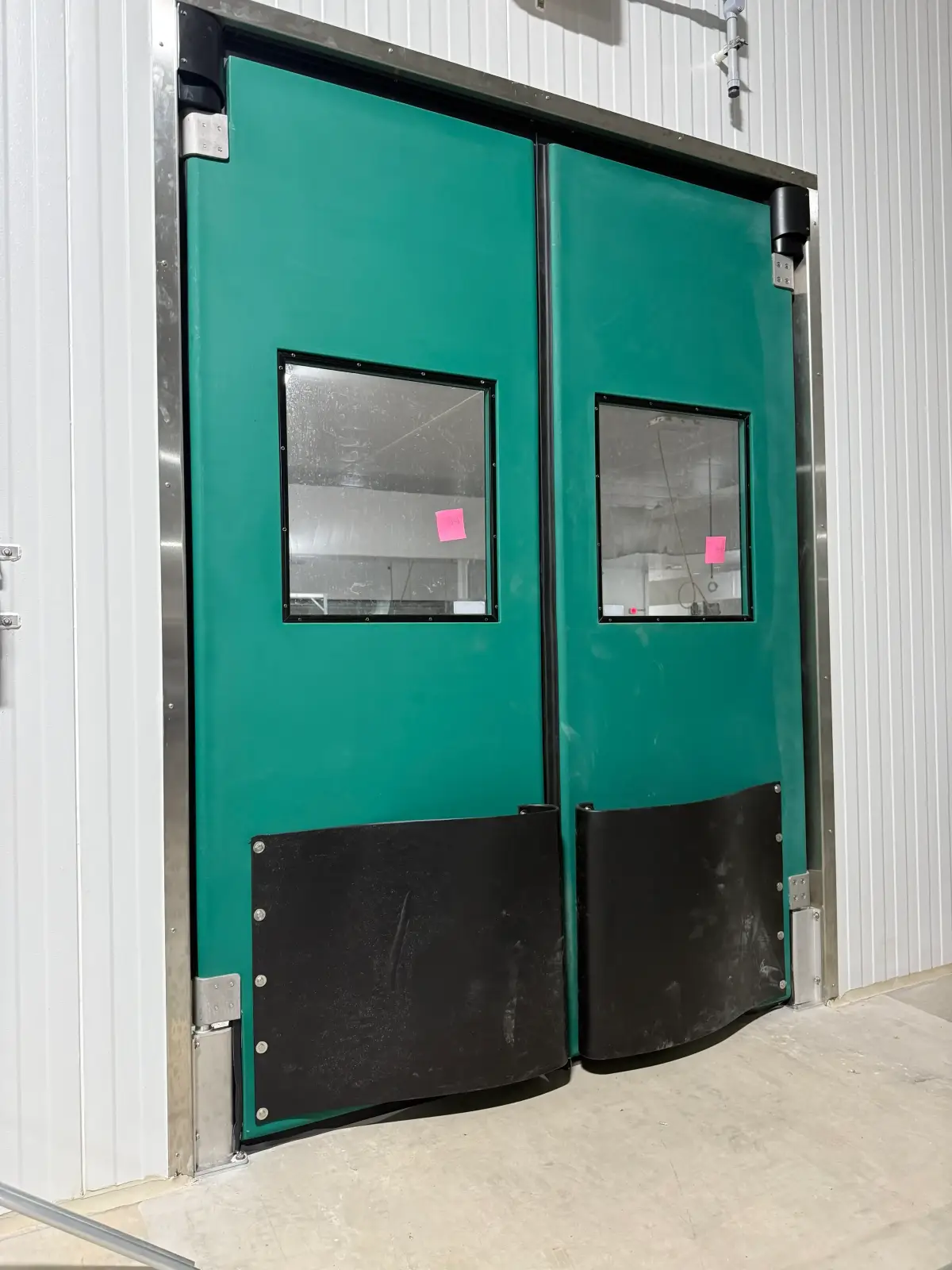 Insulated Double Traffic Swing Doors with Vision Windows
