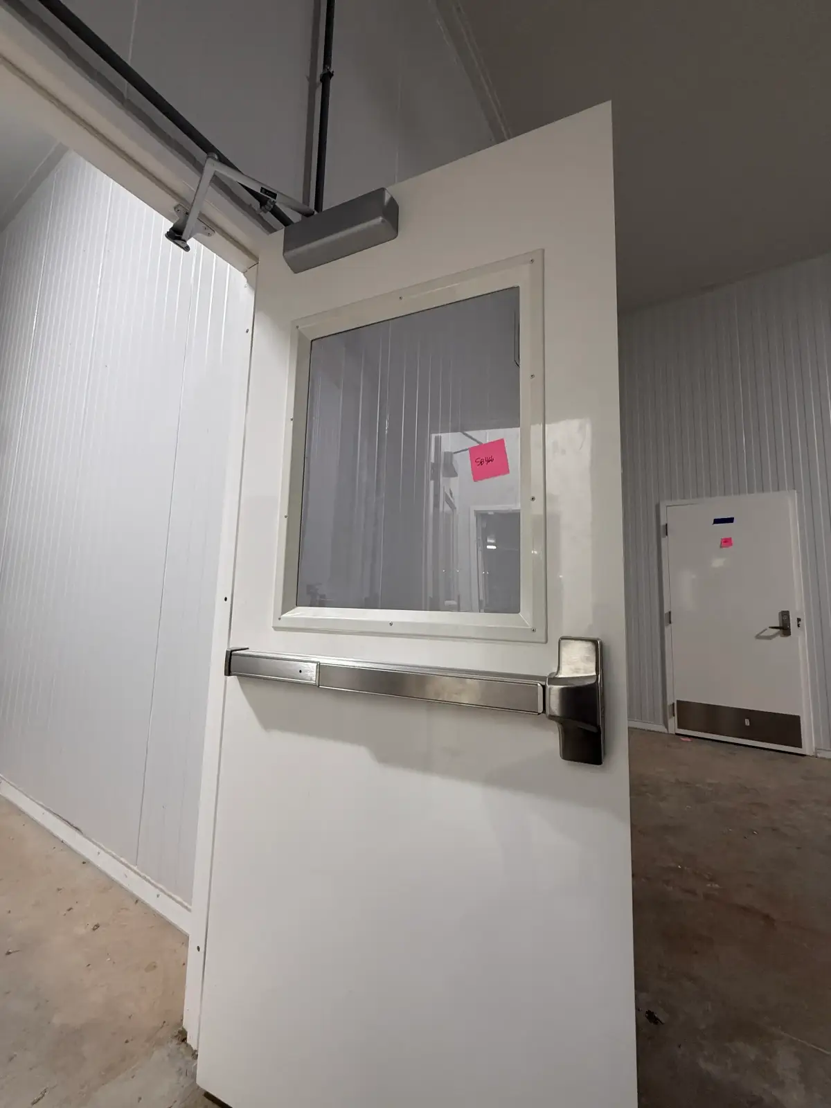 SB466: Industrial Insulated Swing Door with Vision Window and Panic Hardware