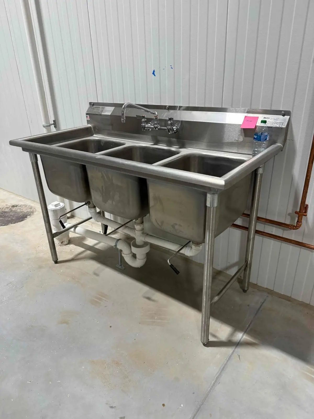 Stainless Steel Triple Compartment Sink with Faucet