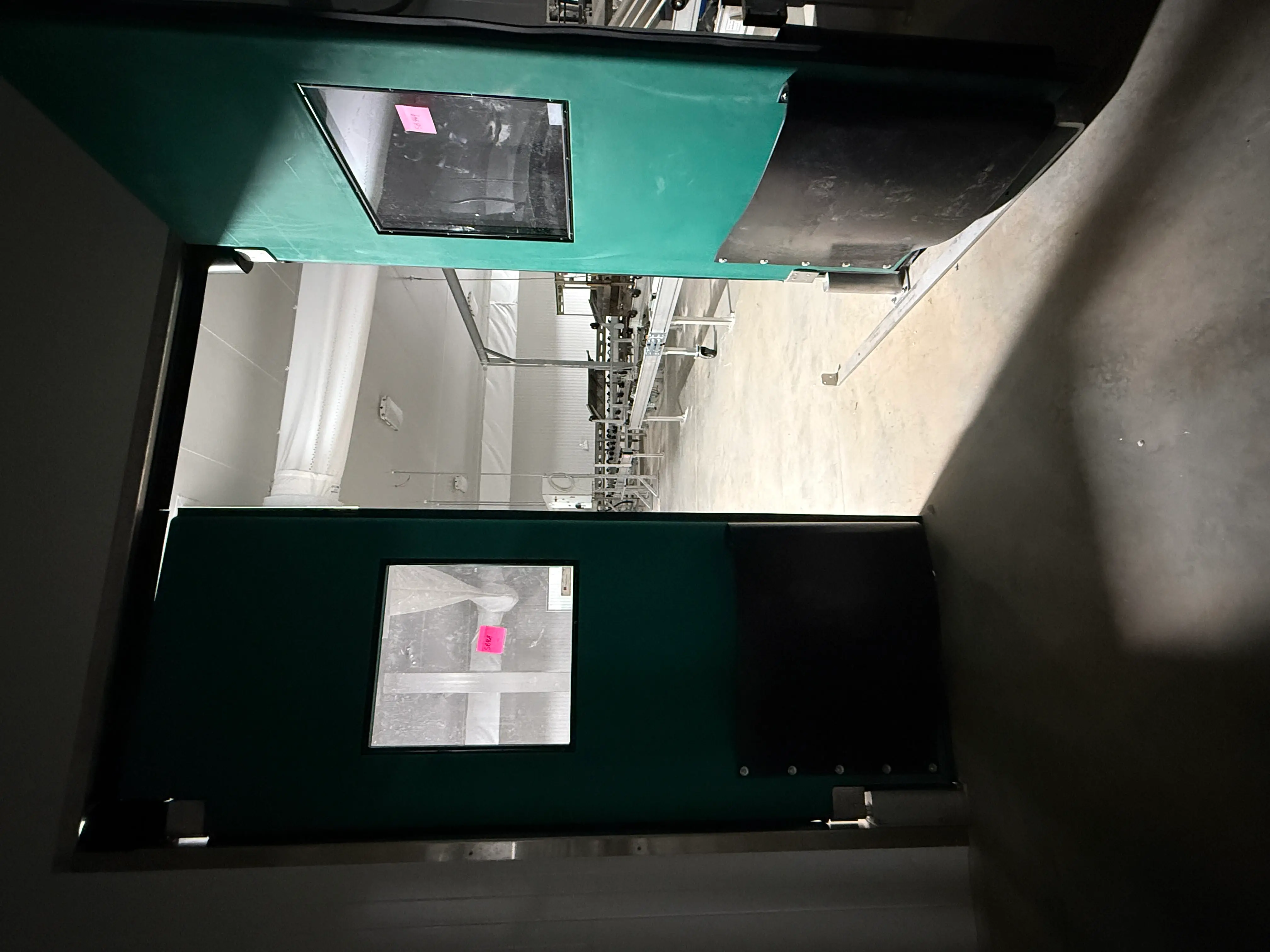 Chase Doors Green Double Swing Traffic Doors with Vision Windows – Heavy-Duty Industrial NSF Certified (Used)