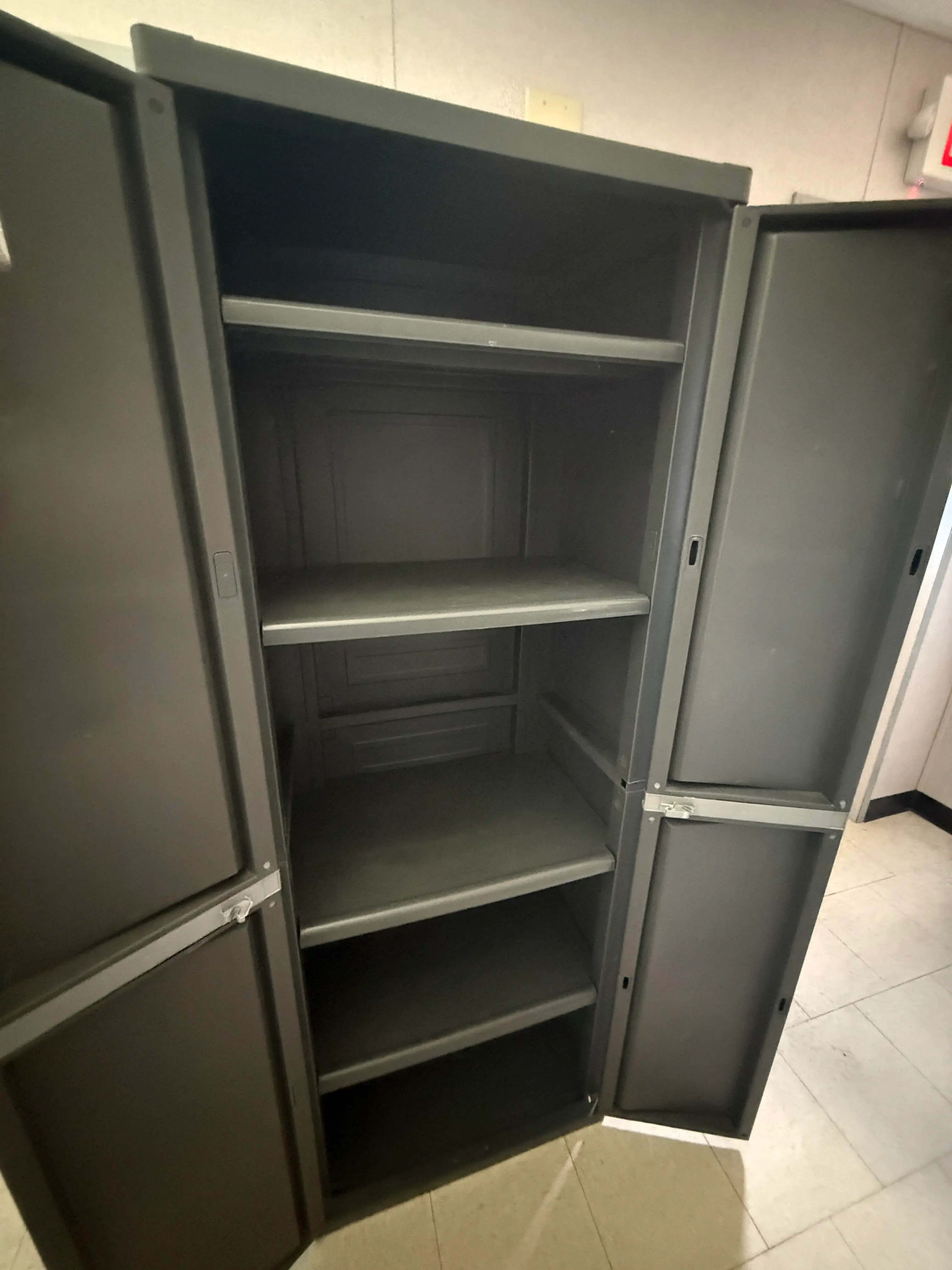 Tall Black Storage Cabinet / Utility Cabinet with Shelving