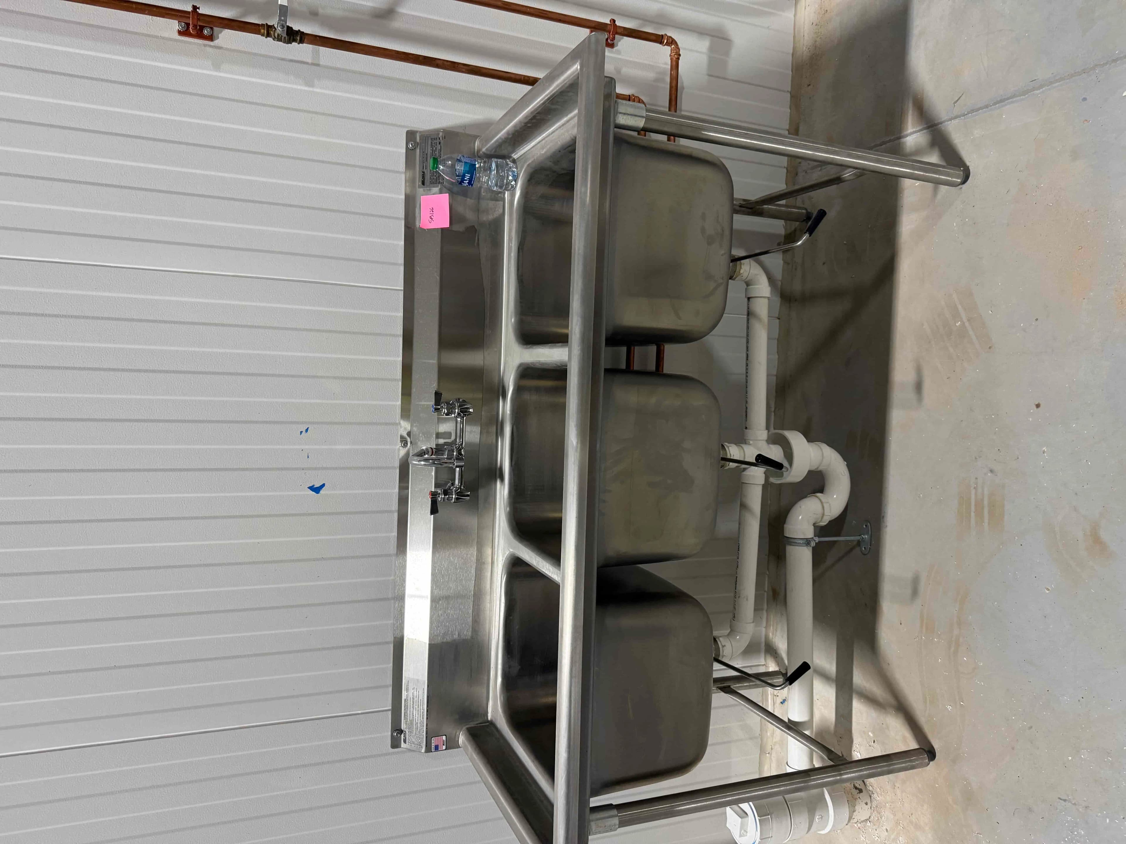 Stainless Steel Triple Compartment Sink with Faucet