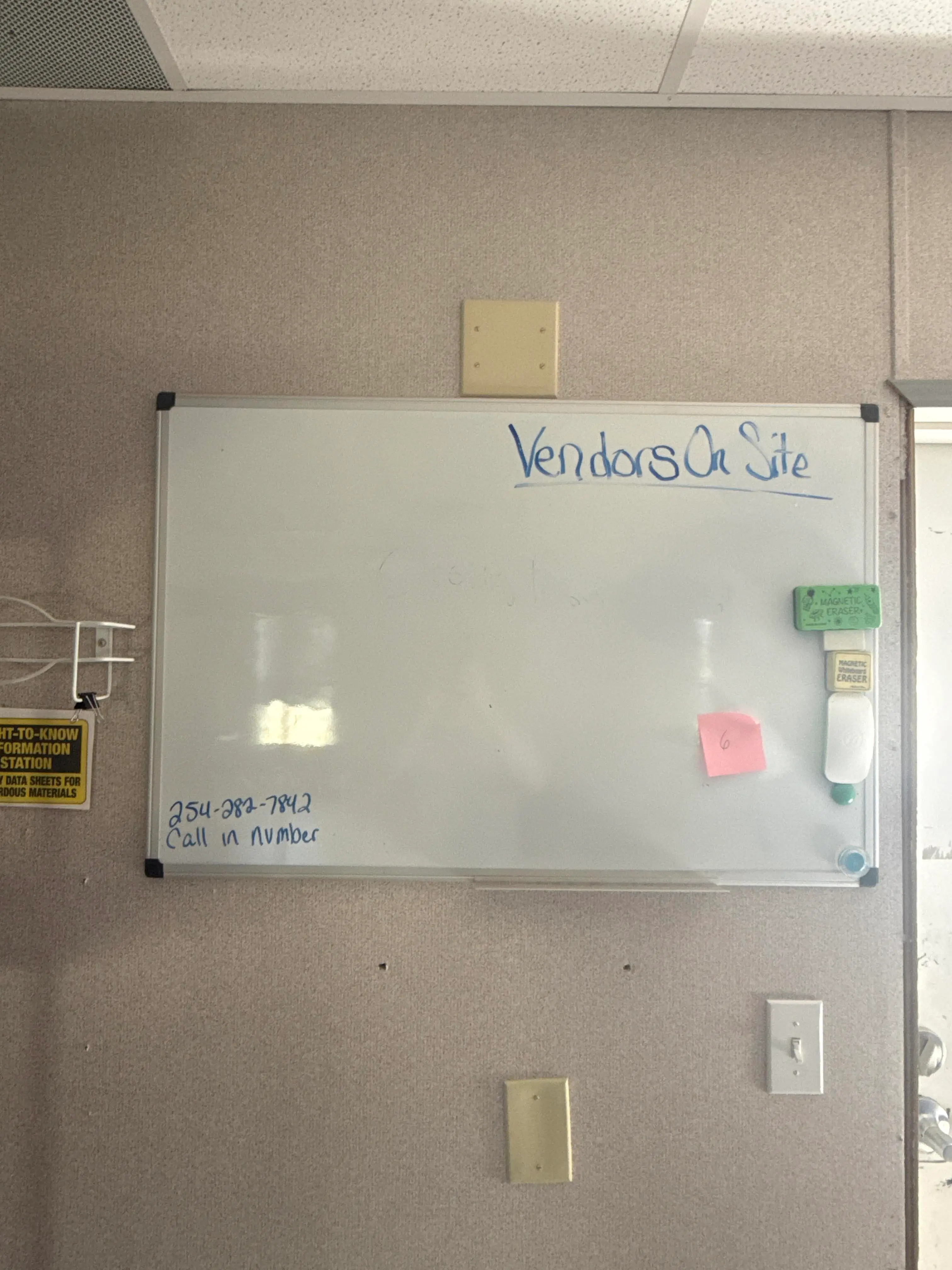 (5) Wall-Mounted Dry Erase Whiteboards – Assorted Sizes