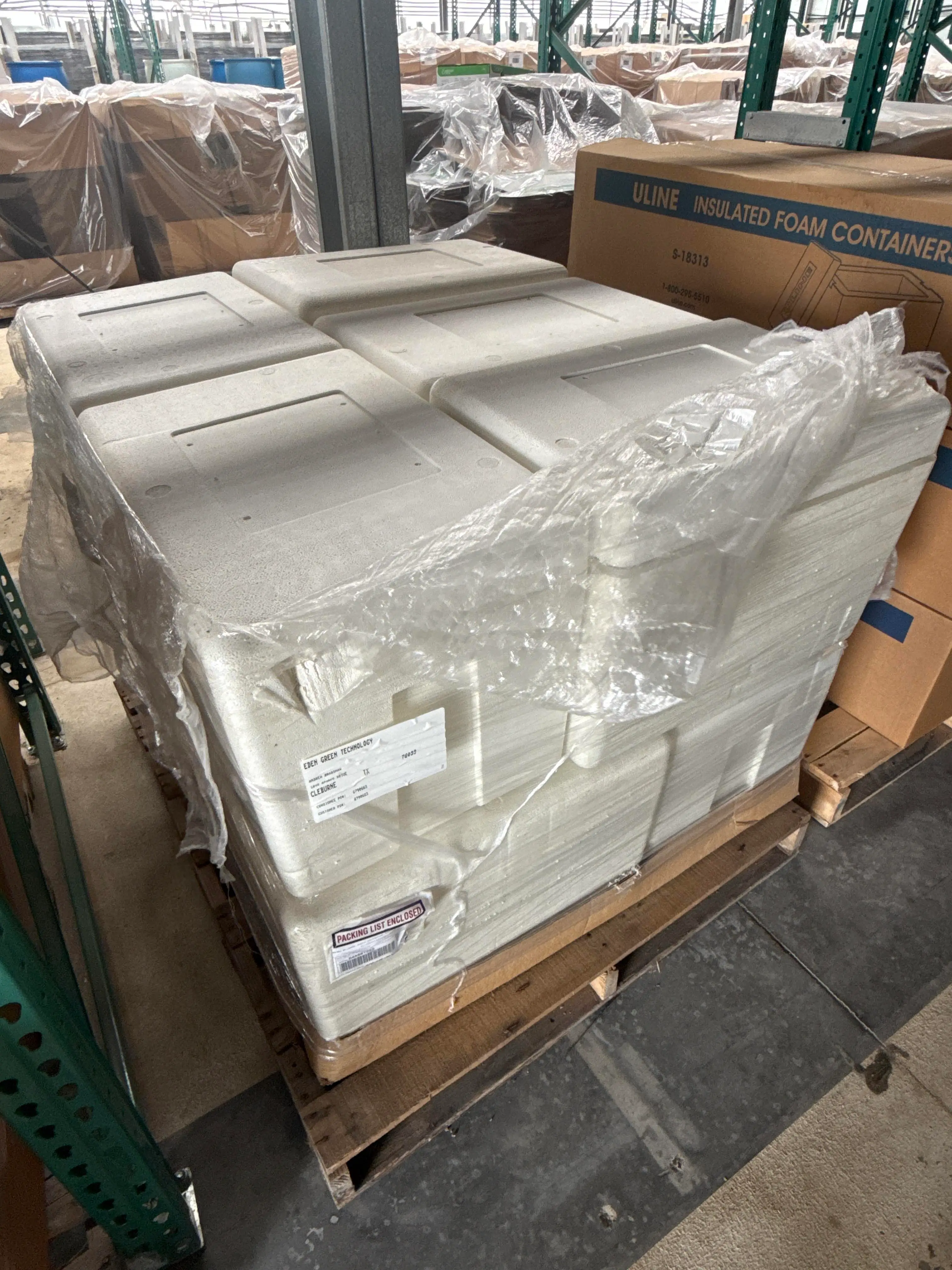 Expanded Polystyrene Foam Shipping Inserts / Coolers, 15 Pieces, Palletized
