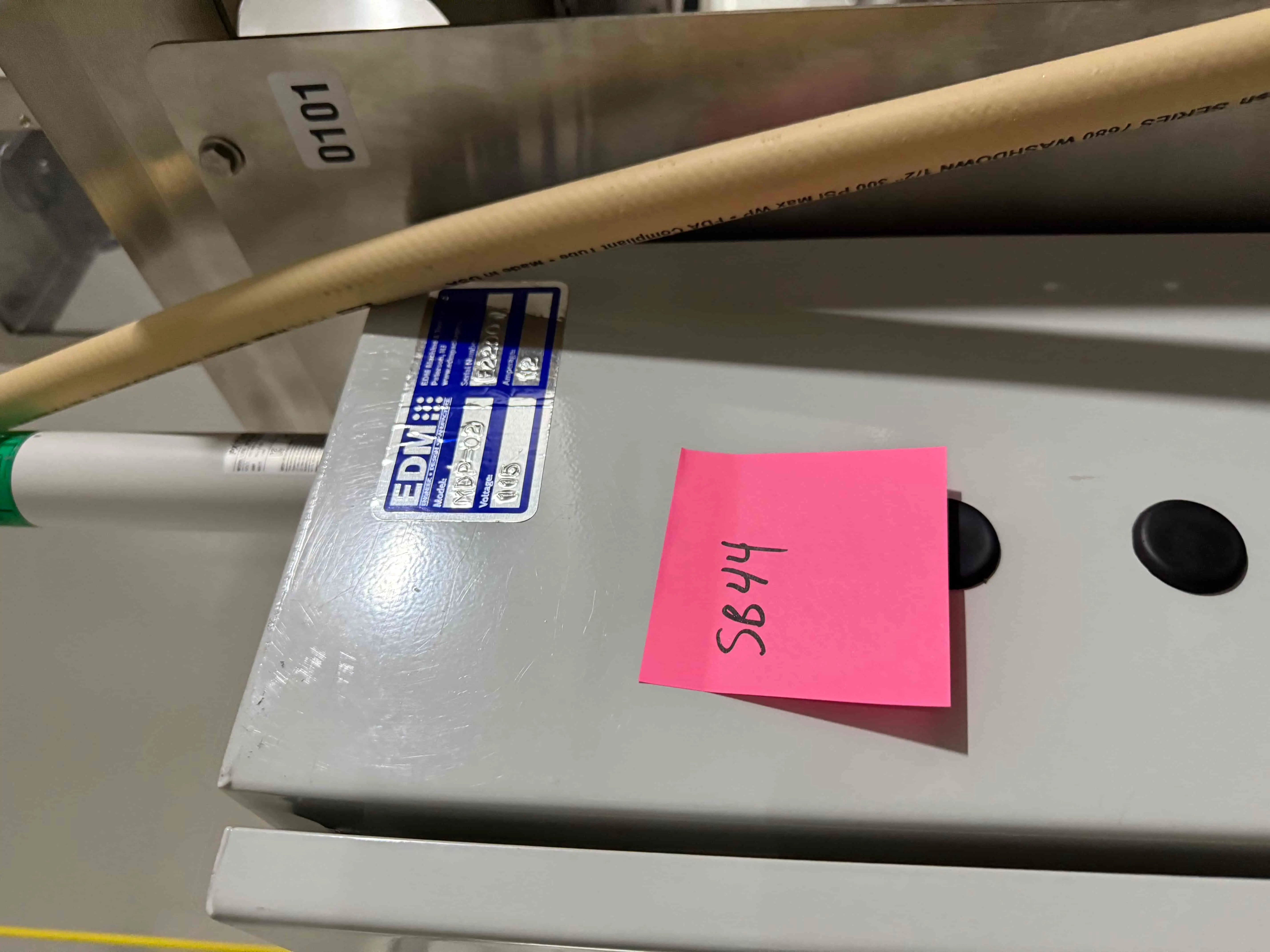 SB44: Koppert Machines Plug Puncher / Substrate Ejector with Integrated Conveyor, SCE Control Panel, Contrinex IO-Link Sensor, and Safety Light Curtain – Retail price $32,475. Located in Tray Washing Room
