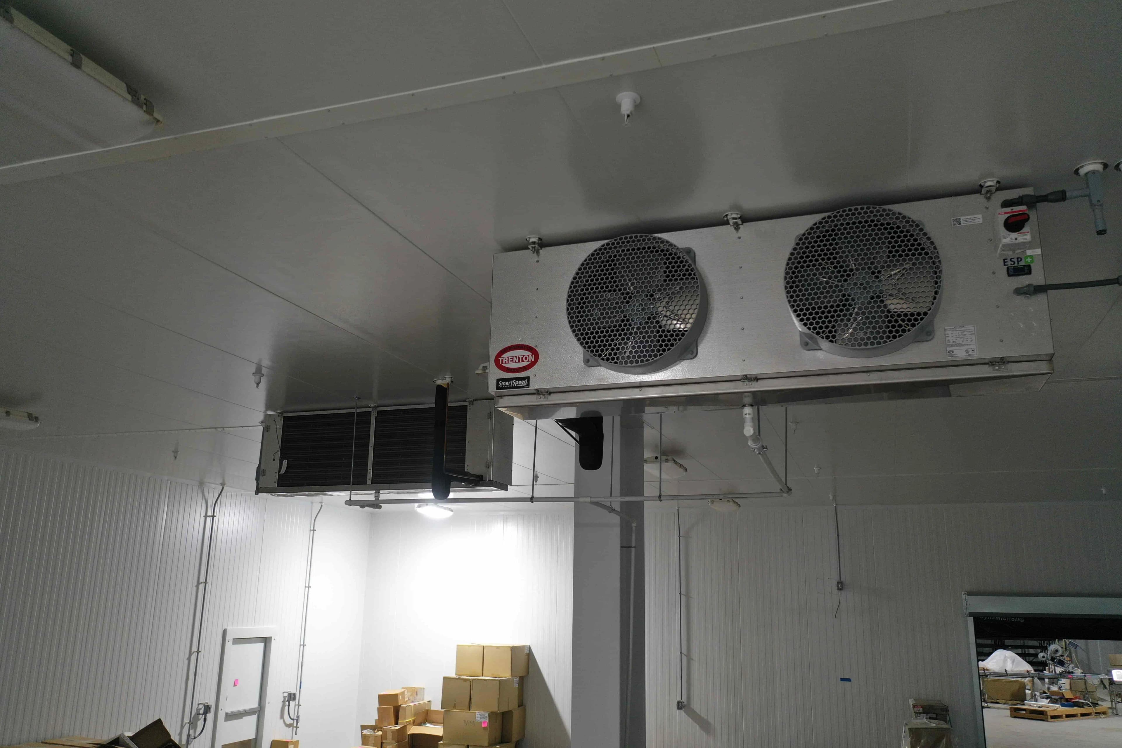 SB6021a: EVAP 5 – Trenton TMP248ME-T4D Medium-Profile Evaporator, Electric Defrost, ≈ 5,700 CFM, 460 V 3-Phase – West-Side Unit in 37 °F Cold Storage (Connected to RCU 5)