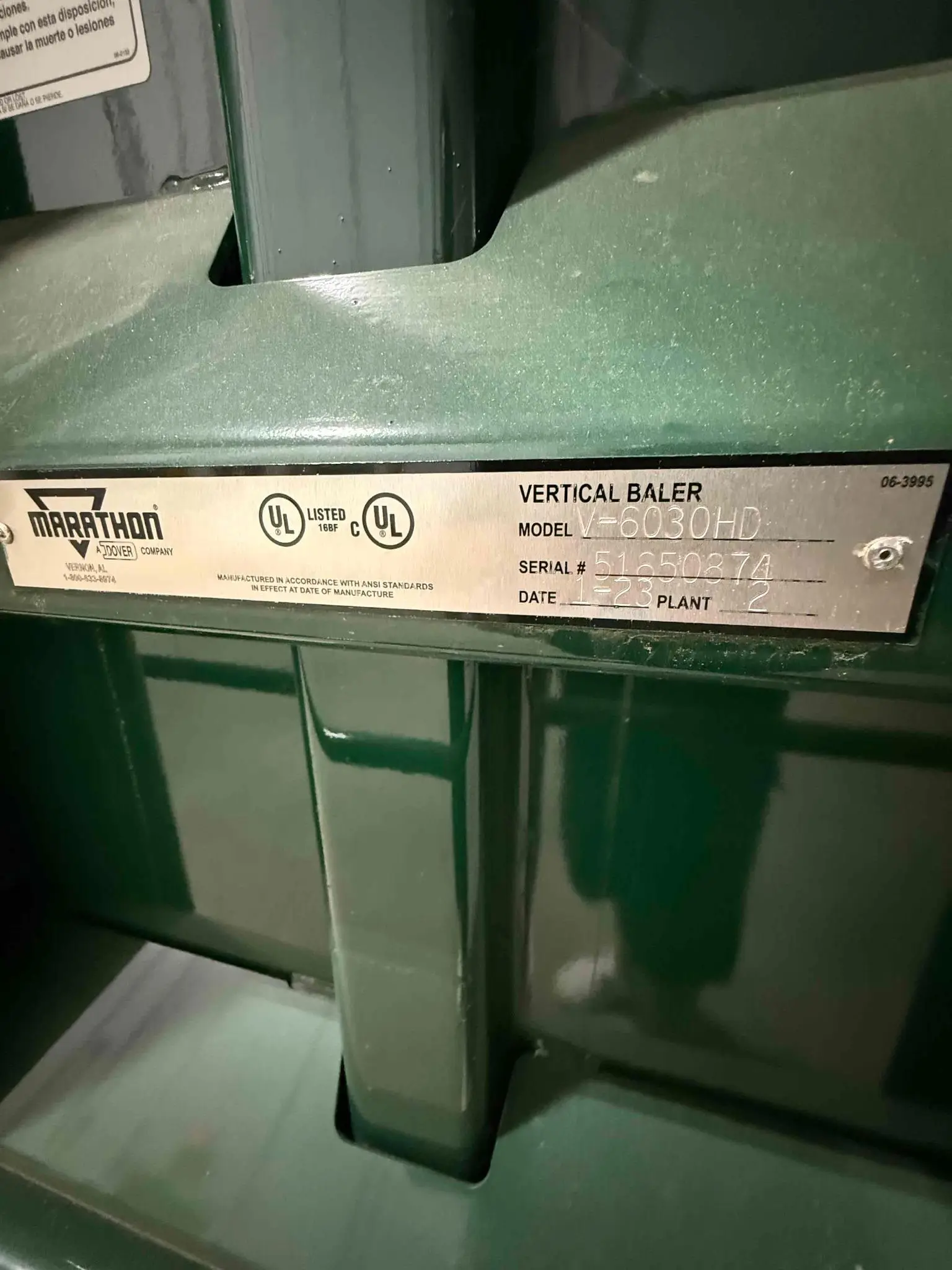 Marathon Vertical Baler – Model V-6030HD