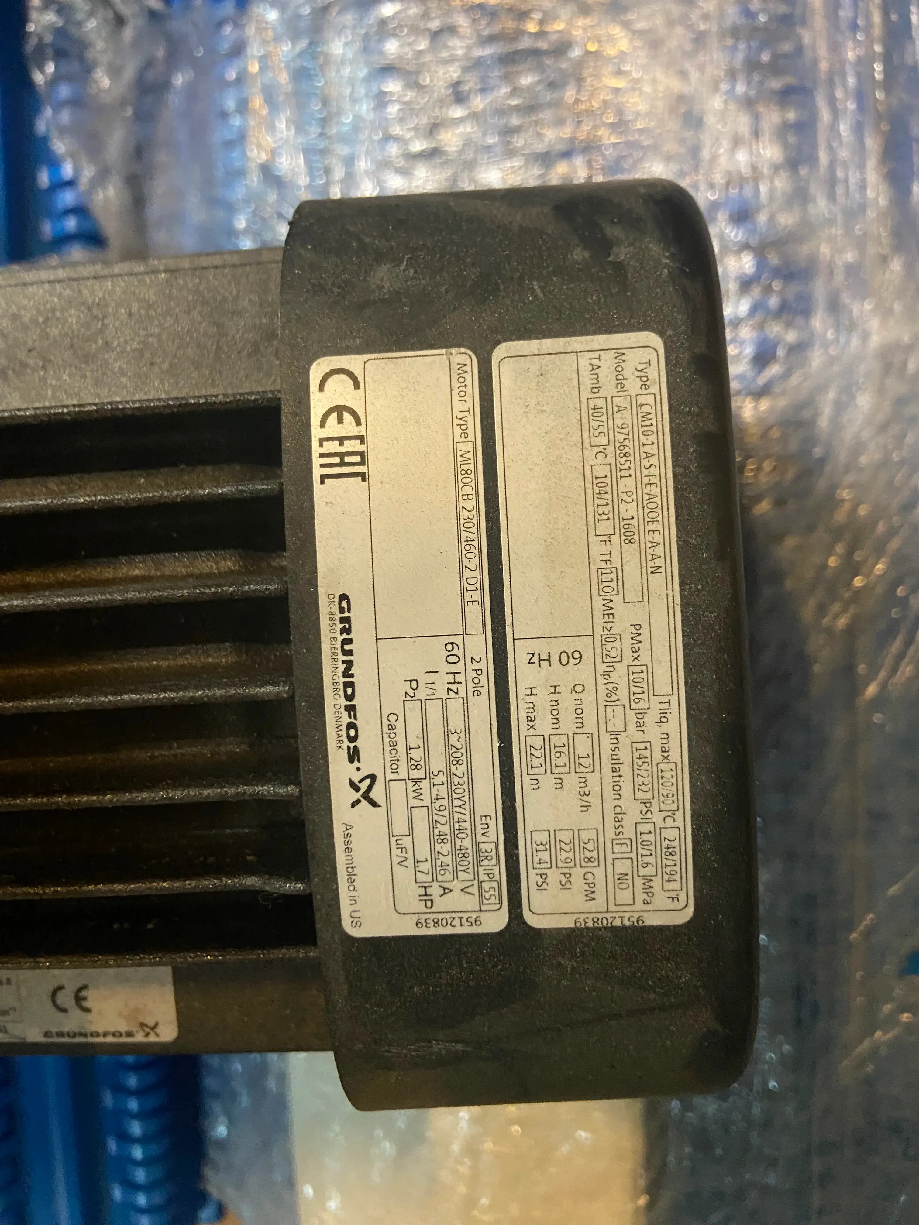 AEROFARMS LOT 7 - Used Grundfos CM10 1.7 HP Multistage Centrifugal Pump