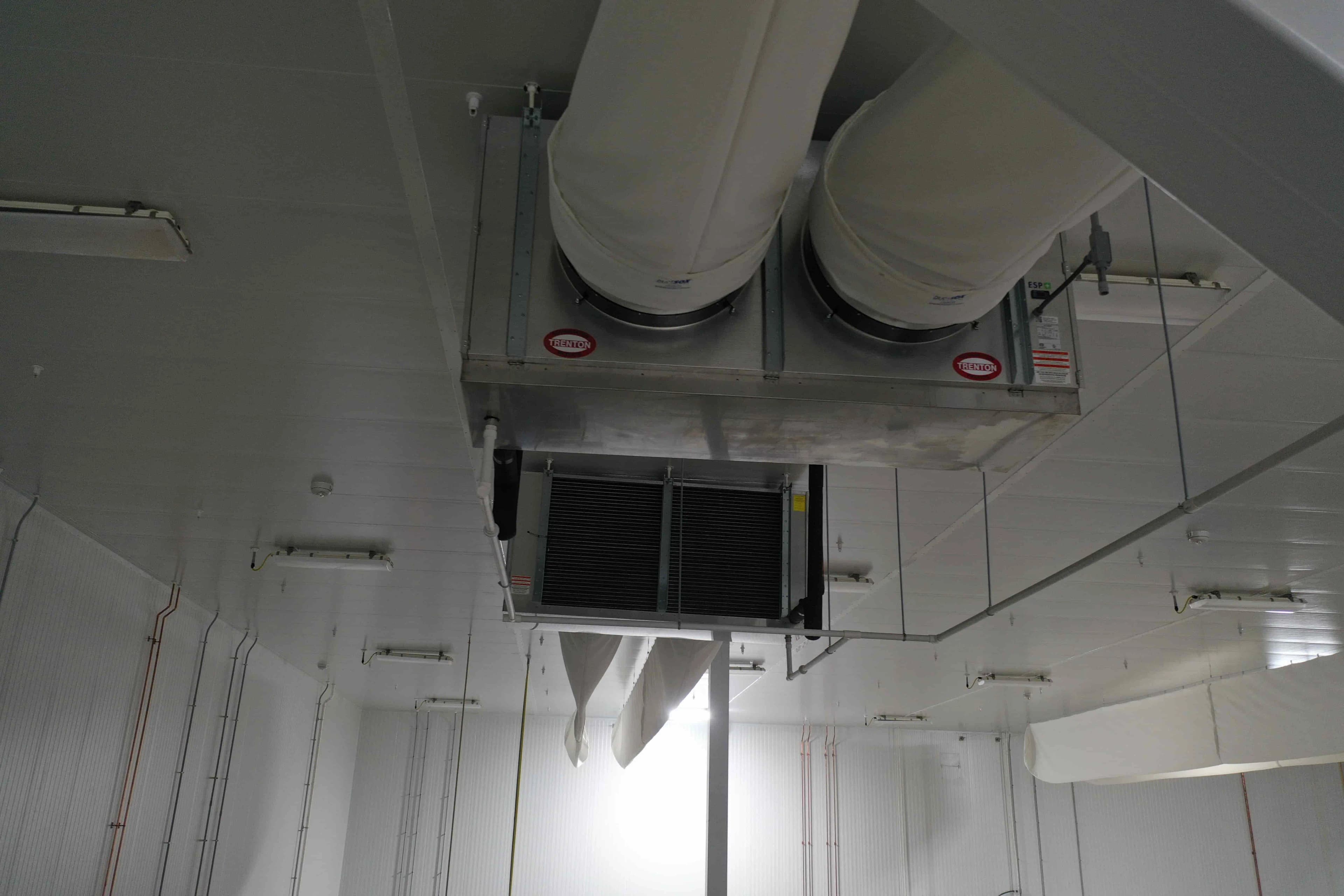SB6022a: EVAP 1A - Evaporative Cooler – Trenton THP106ME-T4A-SN Dual-Fan High-Profile Evaporator (~15,000 CFM, 460 V 3-Phase) – EVAP 1A Located Northeast Corner of 37 °F Cold Pack Room