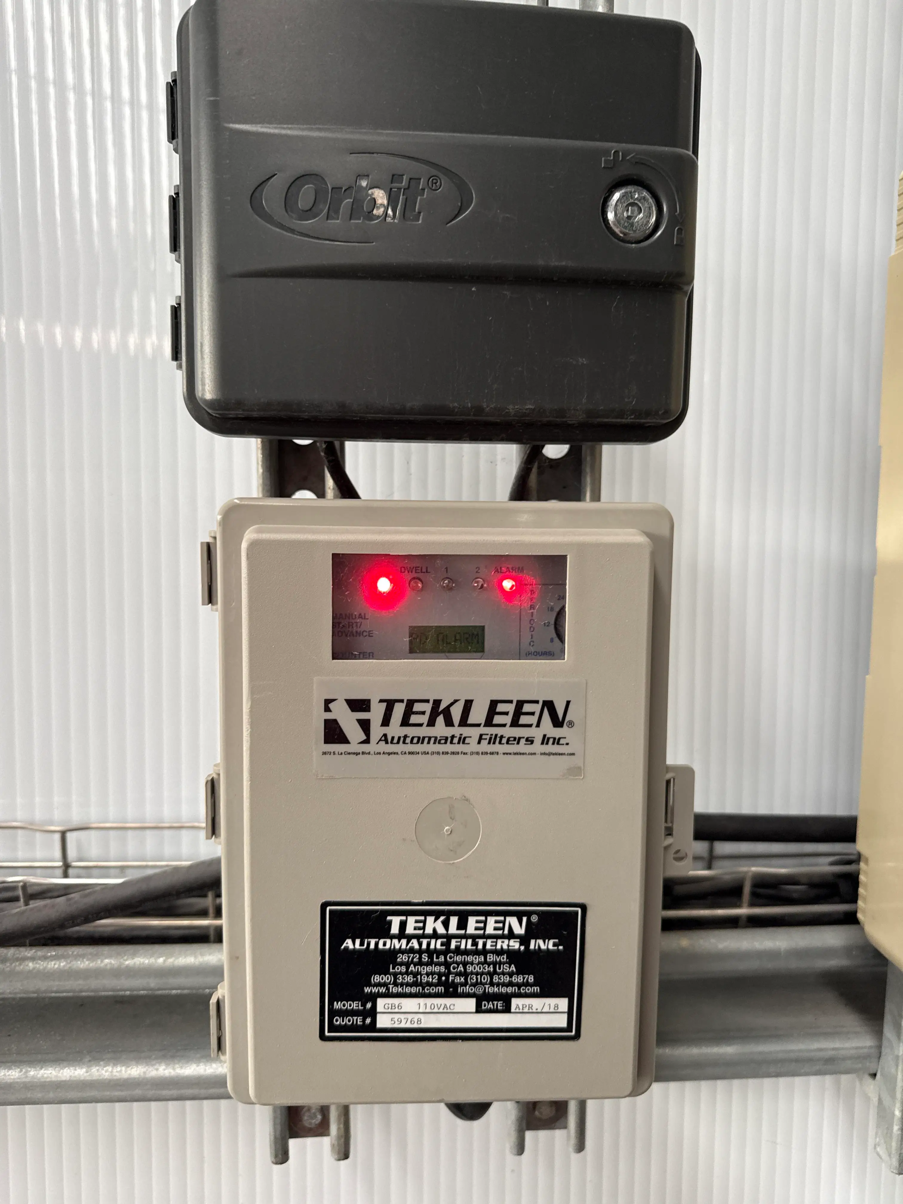 Tekleen Automatic Filter Controller + Orbit Irrigation Timer – Greenhouse / Irrigation Control