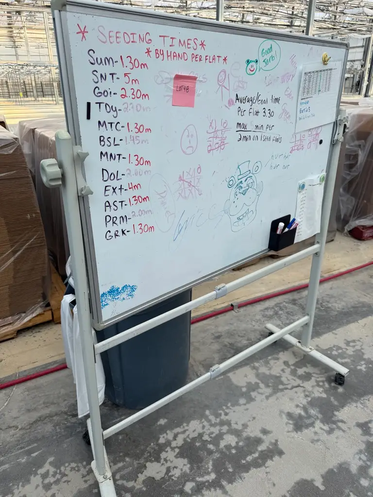 Mobile Whiteboard on Wheels – Greenhouse Operations Board with Stand