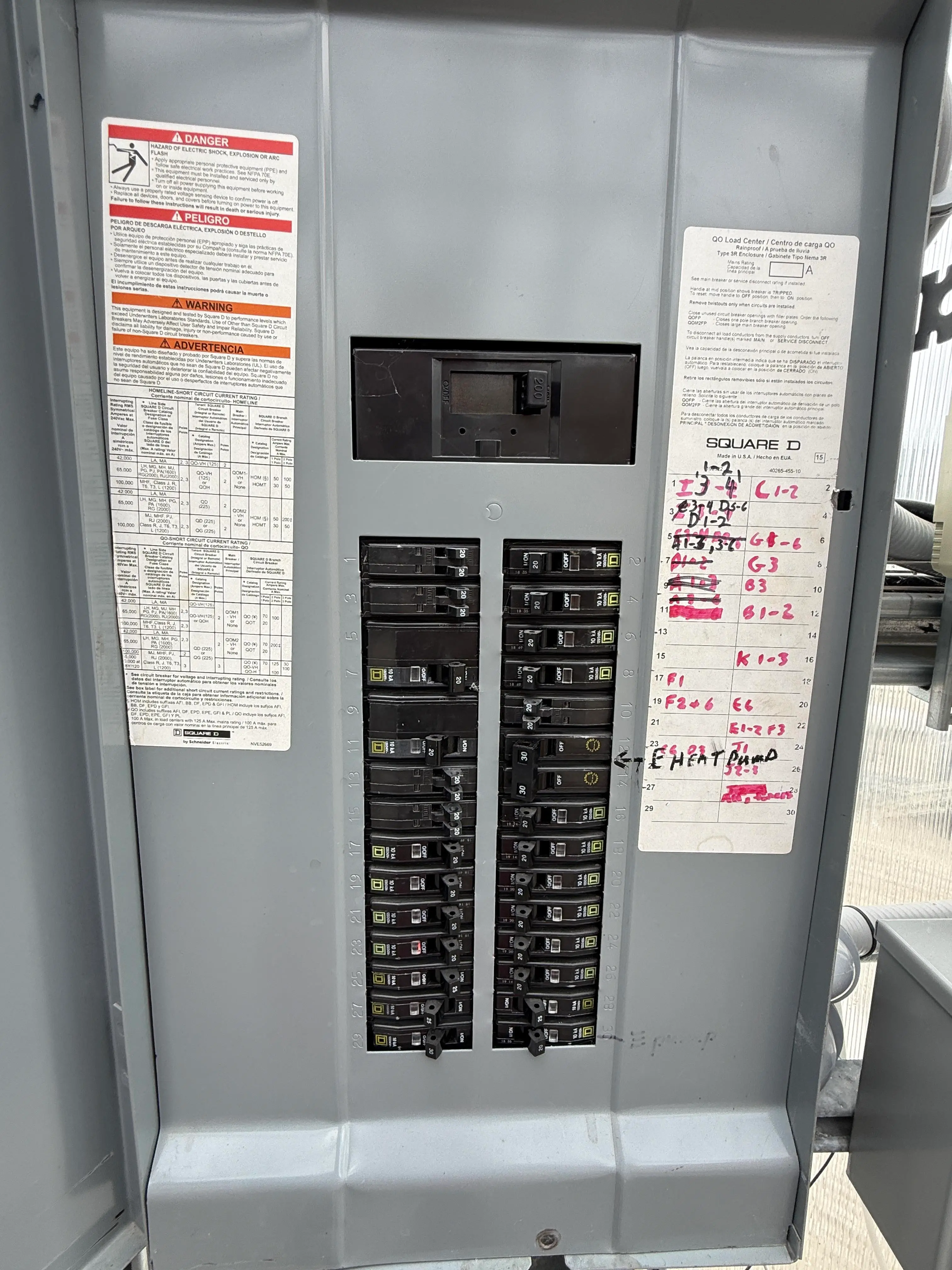 Square D 200A Panelboard 120/208V 3 Phase w/ Breakers (QO Load Center)