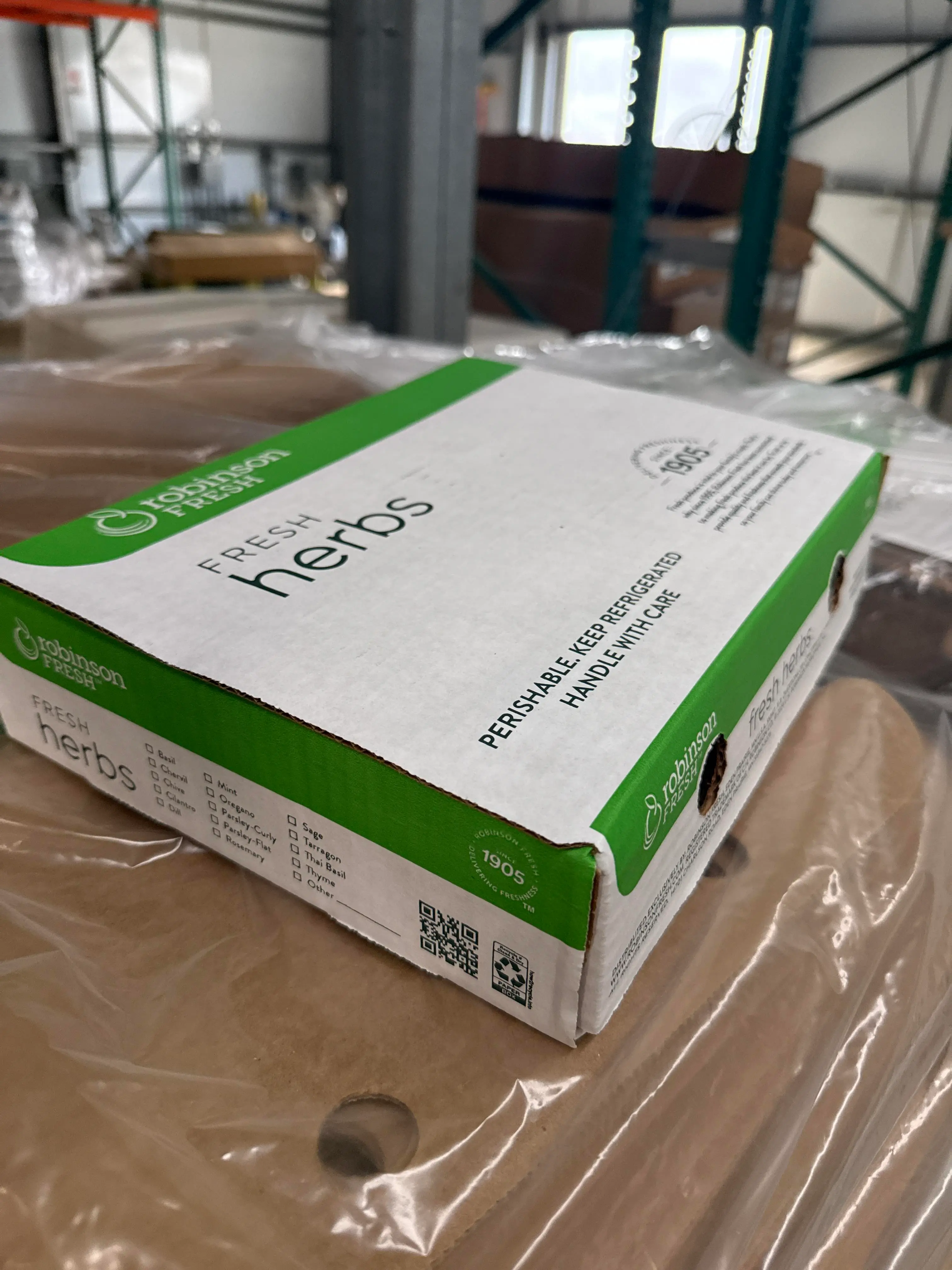 Robinson Fresh Herb Produce Cartons – 2 Pallets of Printed Corrugated Boxes