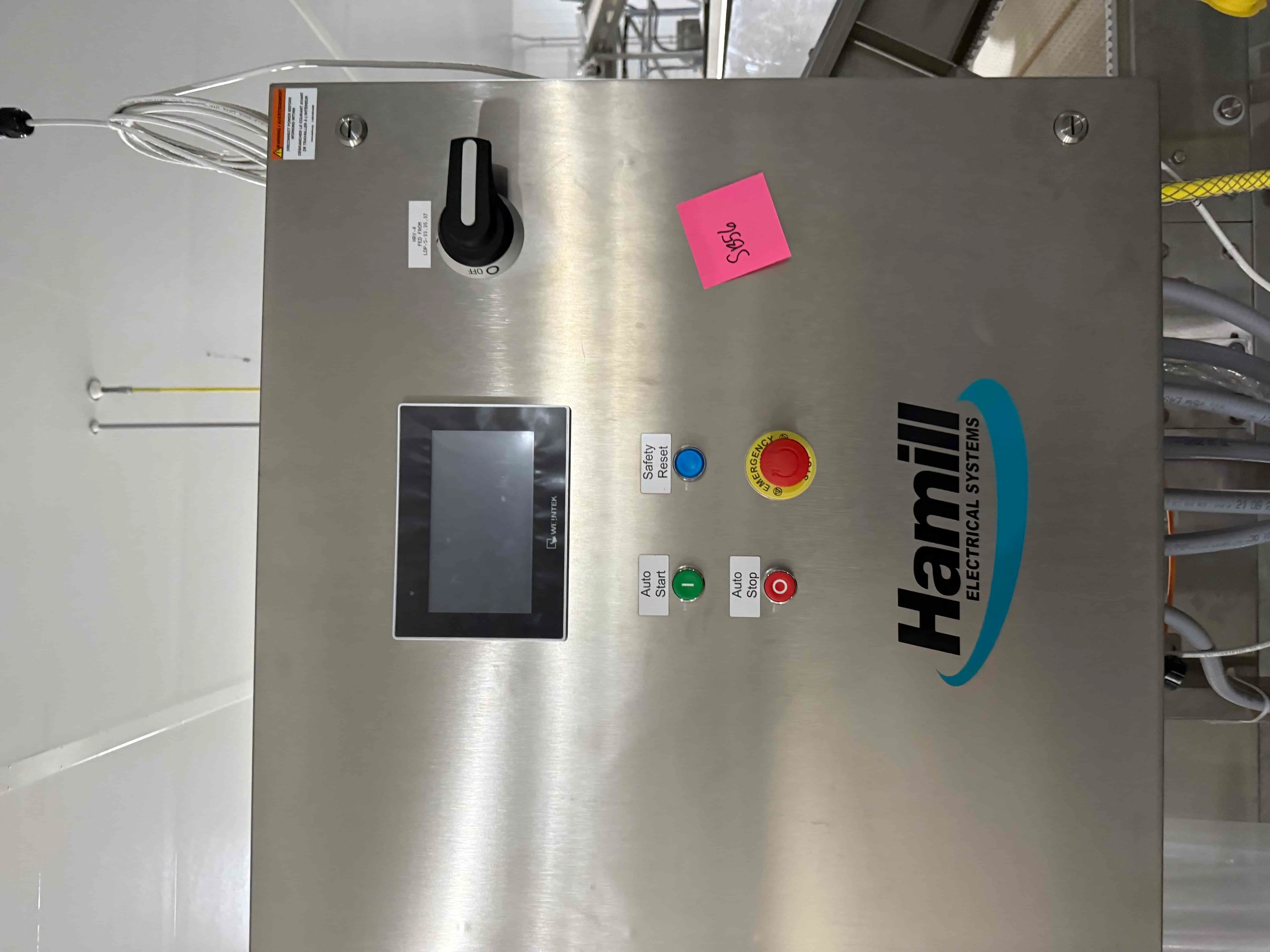SB56: Hamill APS Stainless Leafy-Greens/Microgreens Harvester with Weintek Touchscreen HMI, Auto Start/Stop & Safety Controls – Wash-Down, Food-Grade