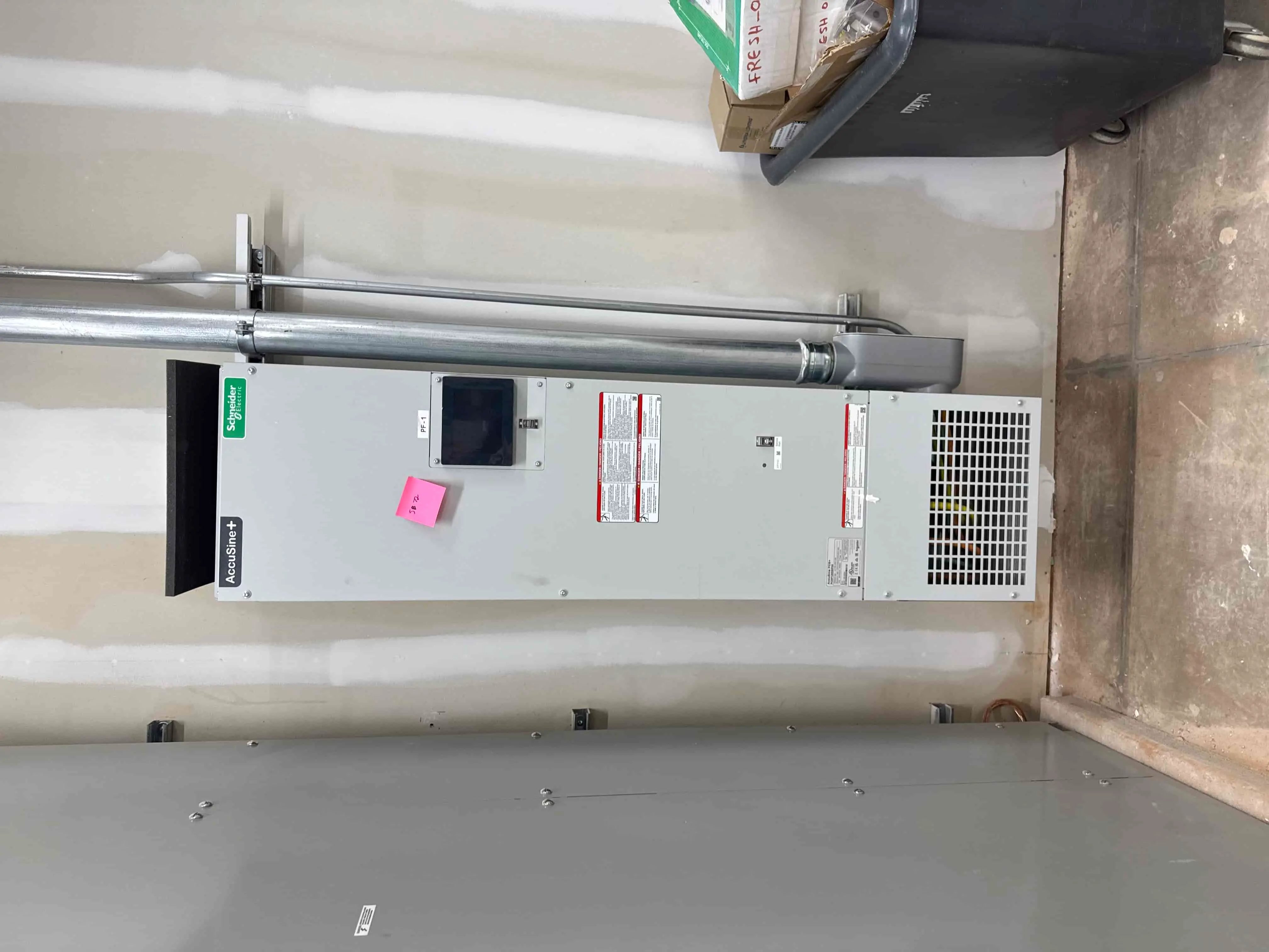 SB72: Schneider Electric AccuSine+ Active Harmonic Filter, 480 V 3-Phase, Wall-Mounted Power Quality Correction Unit – PF-1 Electrical Room