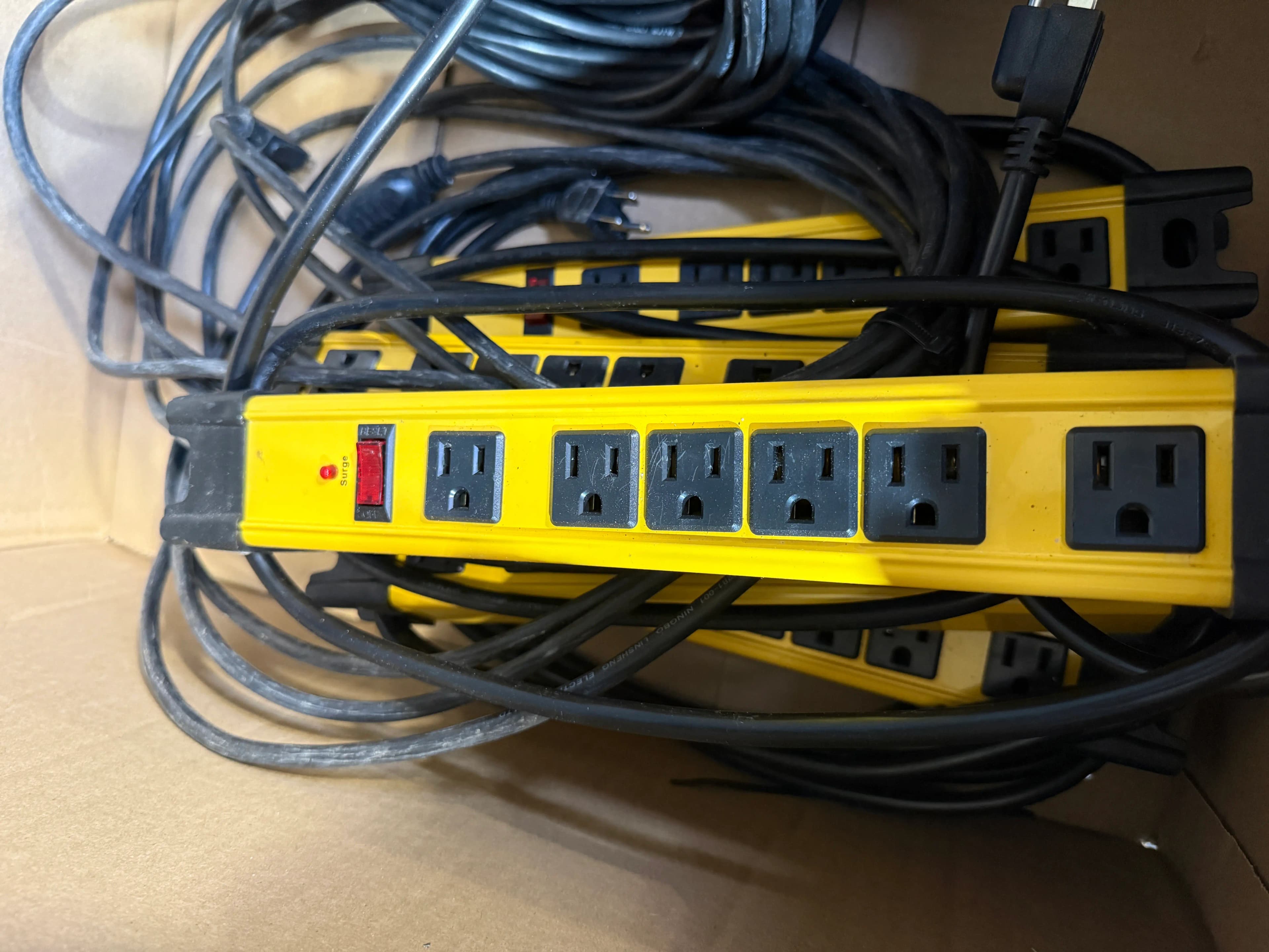 Industrial Surge Protector Power Strip Lot (Yellow, Heavy-Duty) - Used