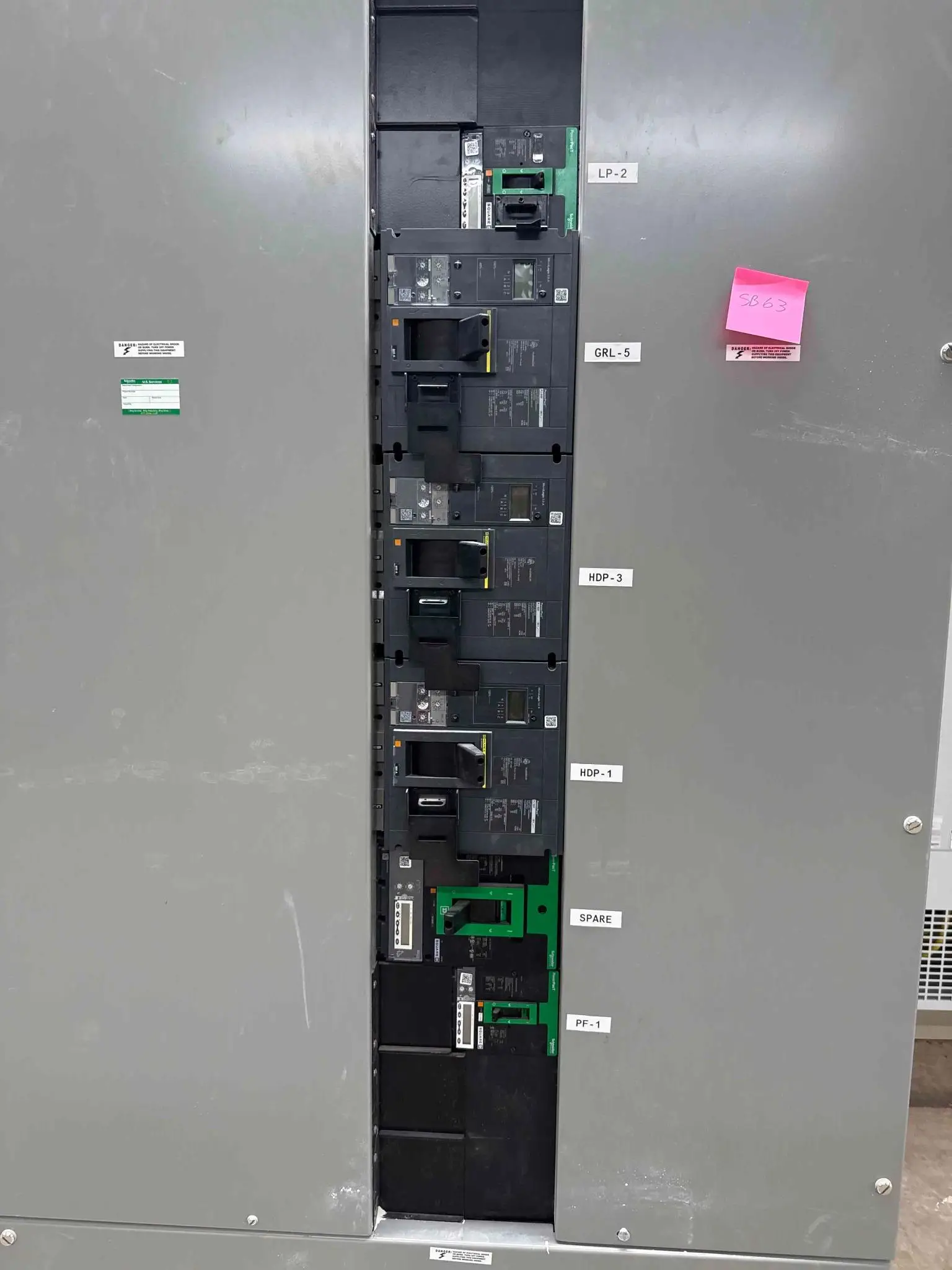 SB63: Kinney Electrical 277/480V Main Distribution Panel with Square D Breakers (Used)