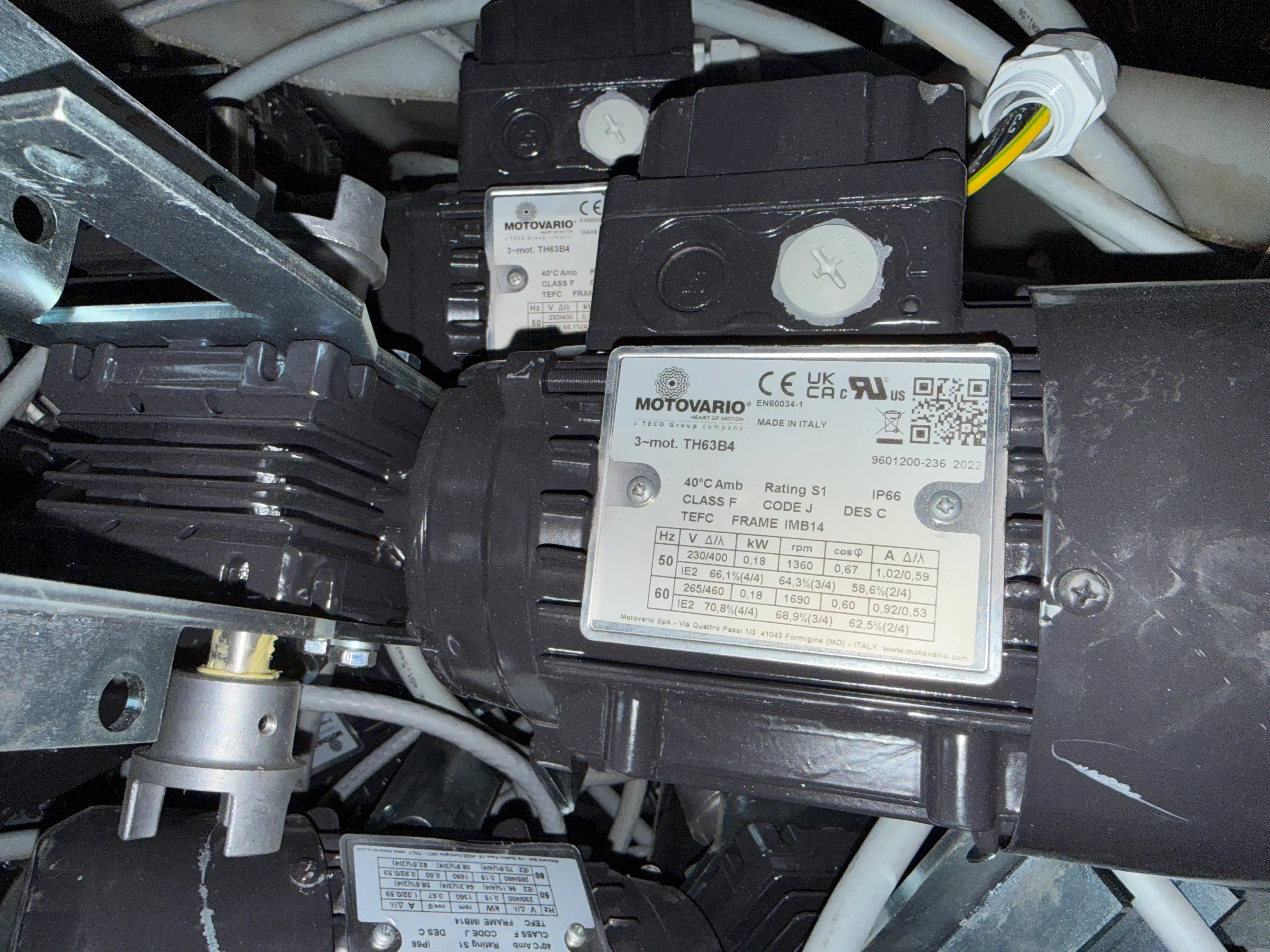 Lot of 15 Motovario TH63B4 Motors 0.18kW IP66 Made in Italy