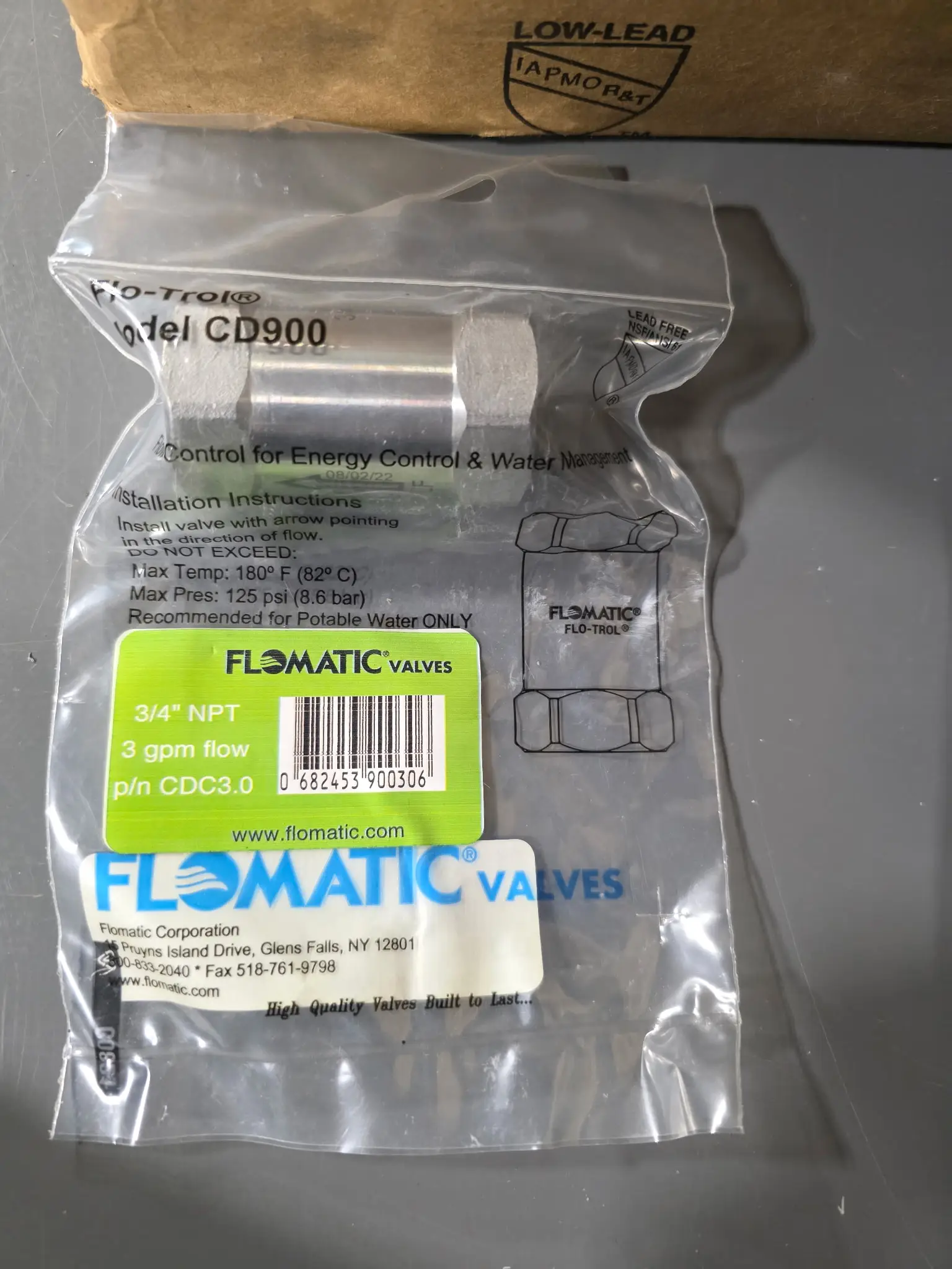 Lot of 10 - Flomatic Flo-Trol CD900 Flow Control Valves 3/4" NPT 3 GPM Lead-Free