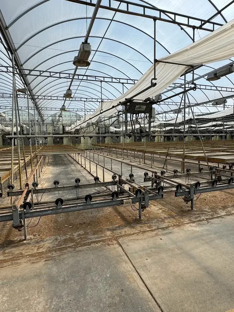 WHITES AUCTION LOT 138- 21' Double Rail Watering Boom System Number 9 with Greenhouse Technology Inc. Boom System Controller in GH25A