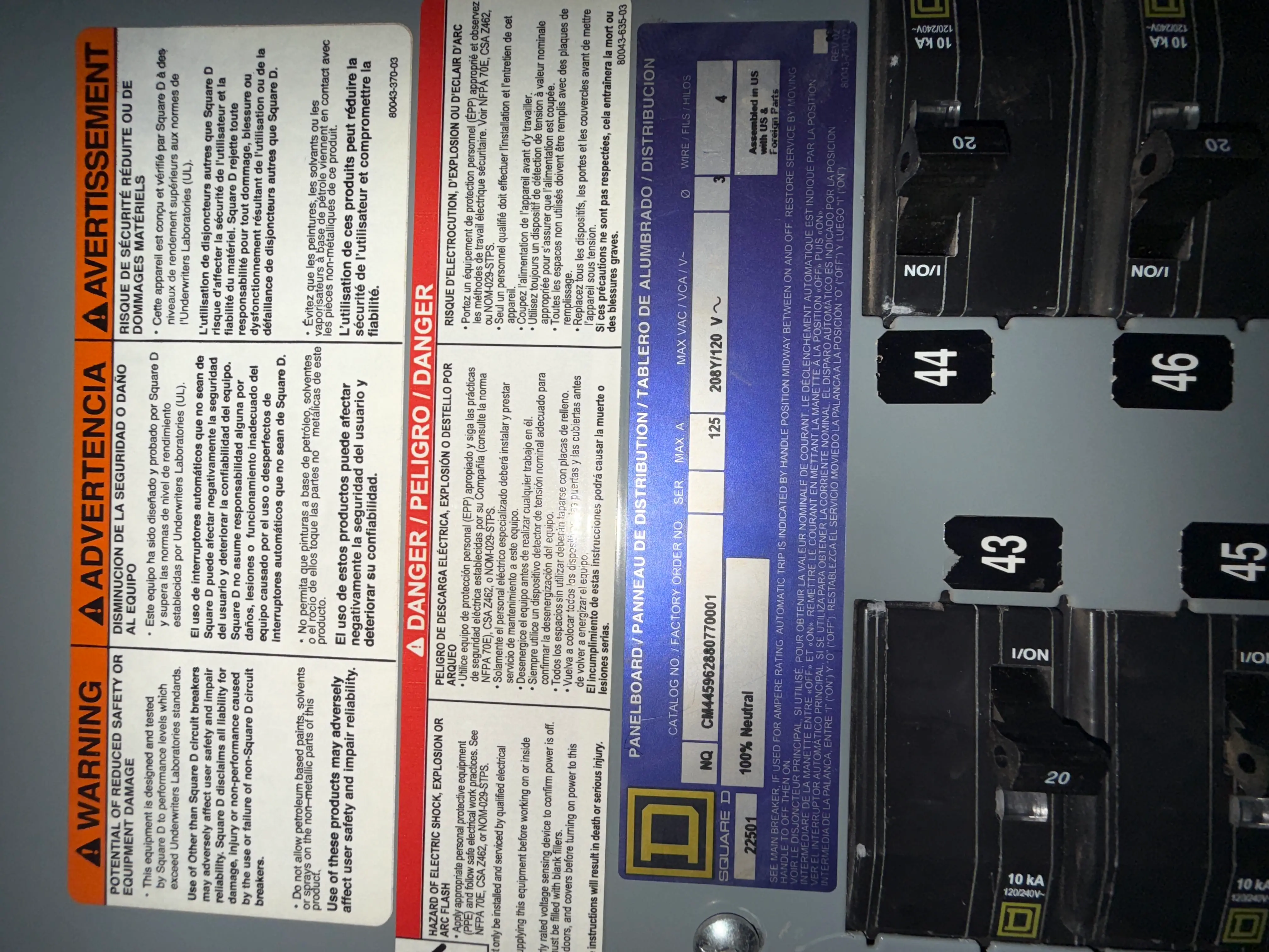 SB7047: Square D Electrical Panelboard