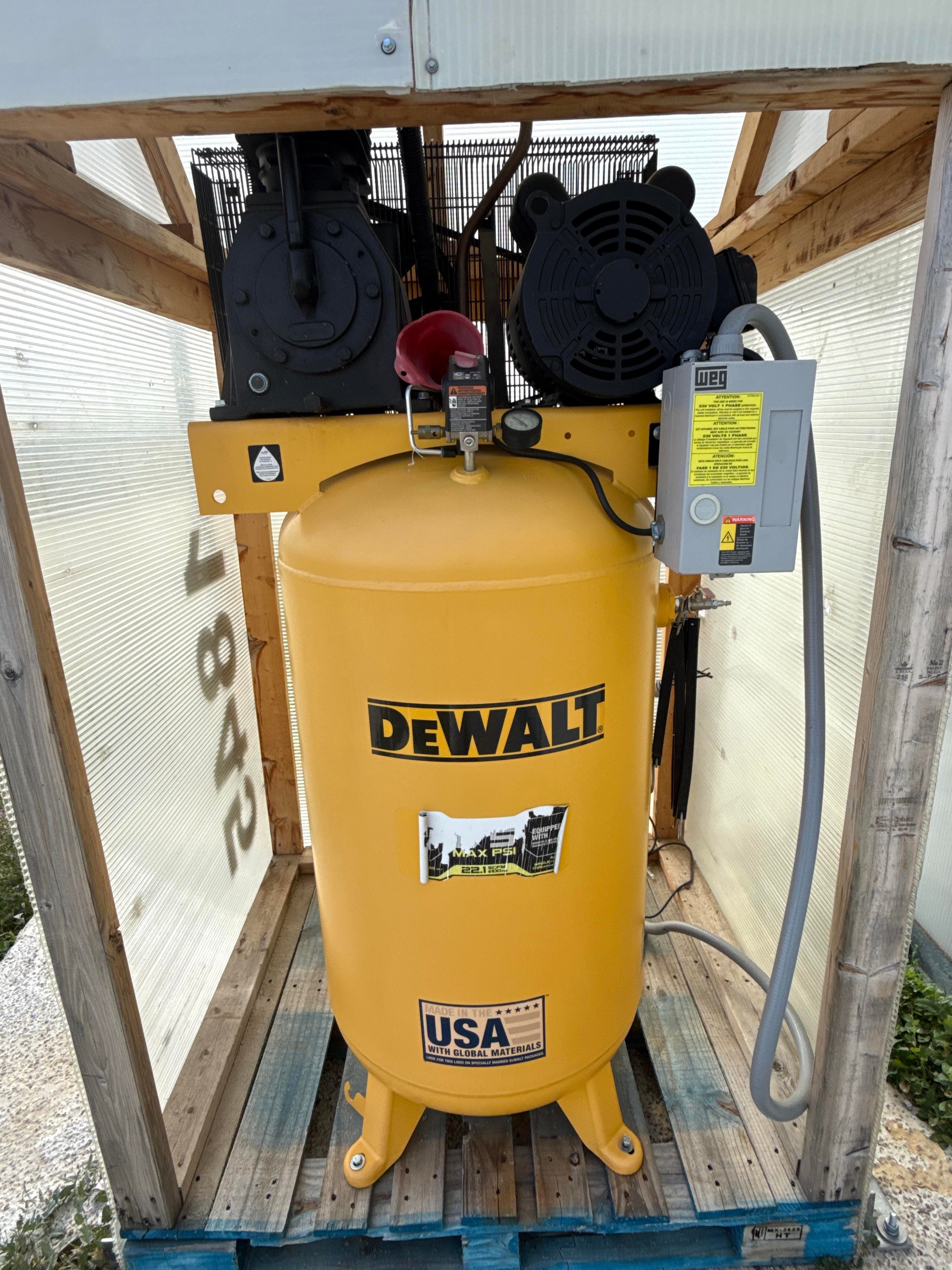 DeWalt 80 Gallon Vertical Air Compressor, 230V Single Phase, Model DXCM8043