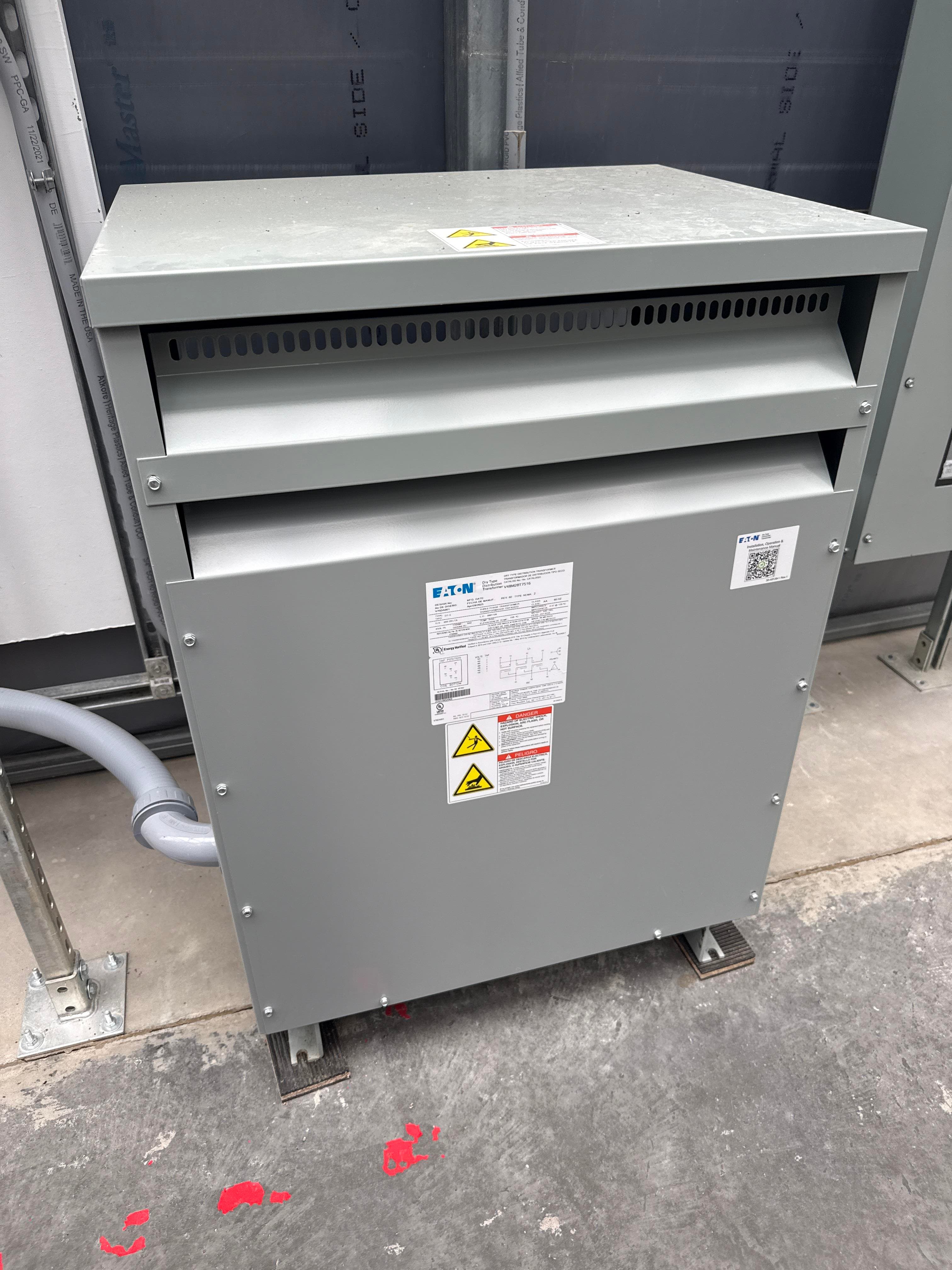 Eaton 75 kVA Dry Type Transformer 480 Delta to 208Y/120V 3 Phase