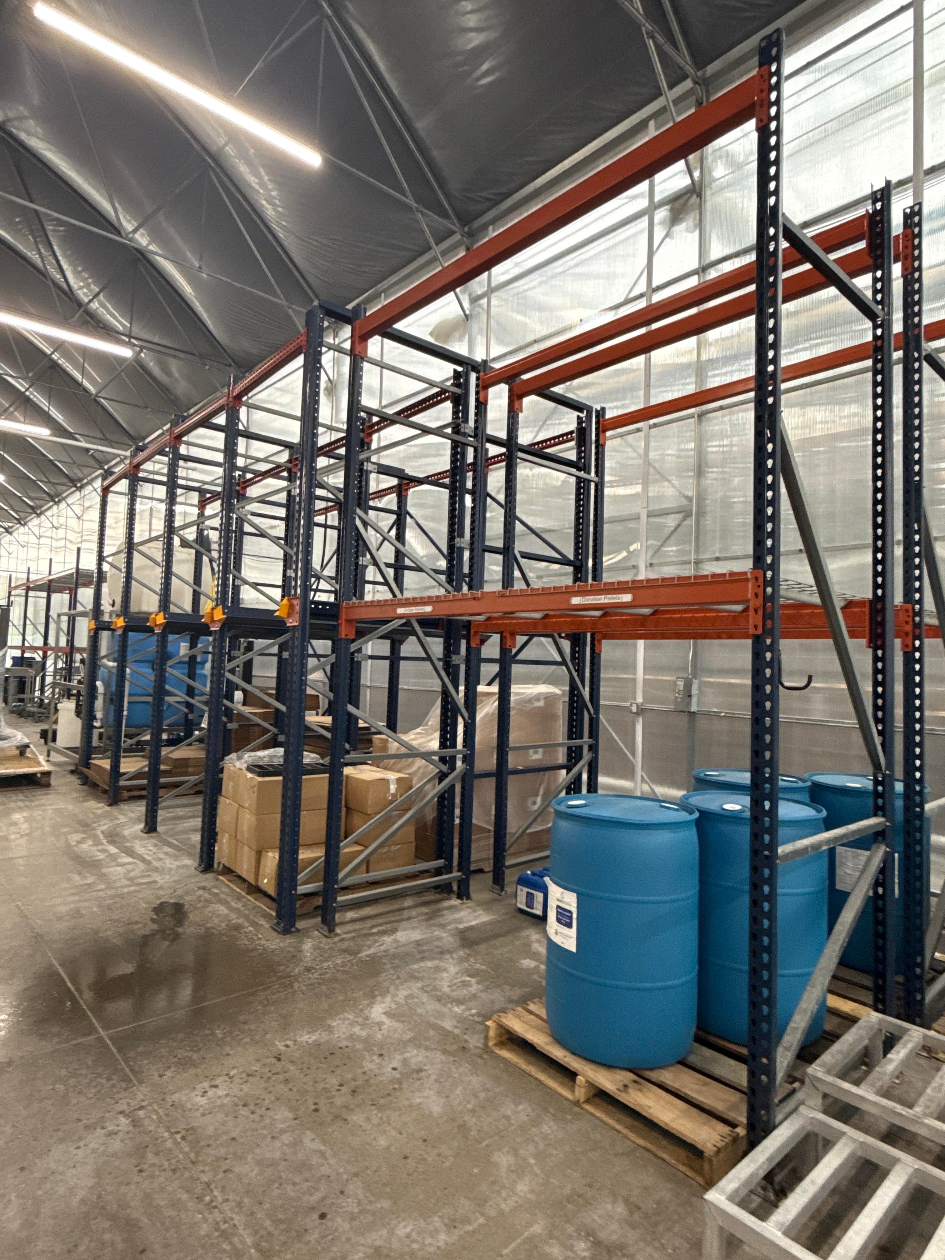 Industrial Teardrop Pallet Racking System – (4) Uprights & (12) Cross Beams