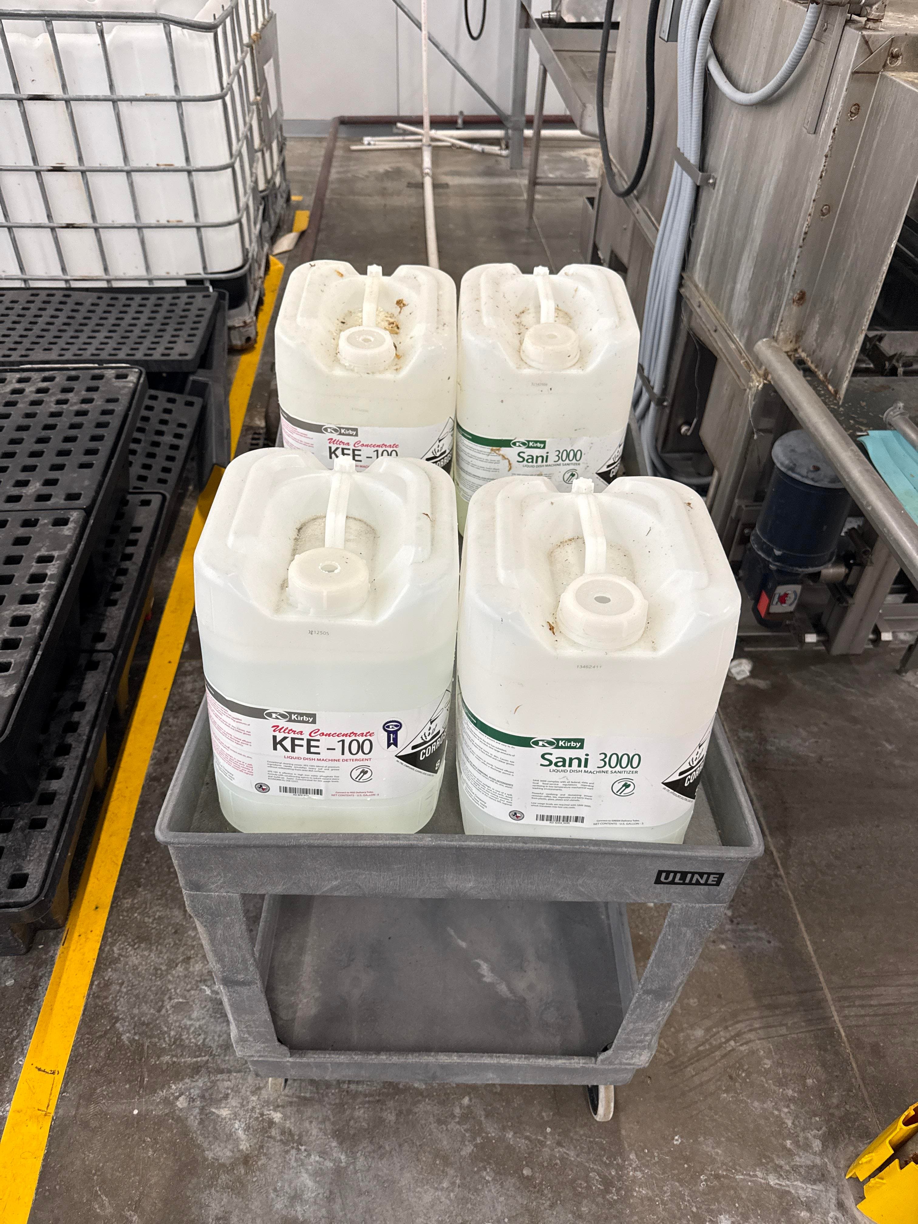 Kirby KFE-100 & Sani 3000 Chemical Lot with Uline Utility Cart