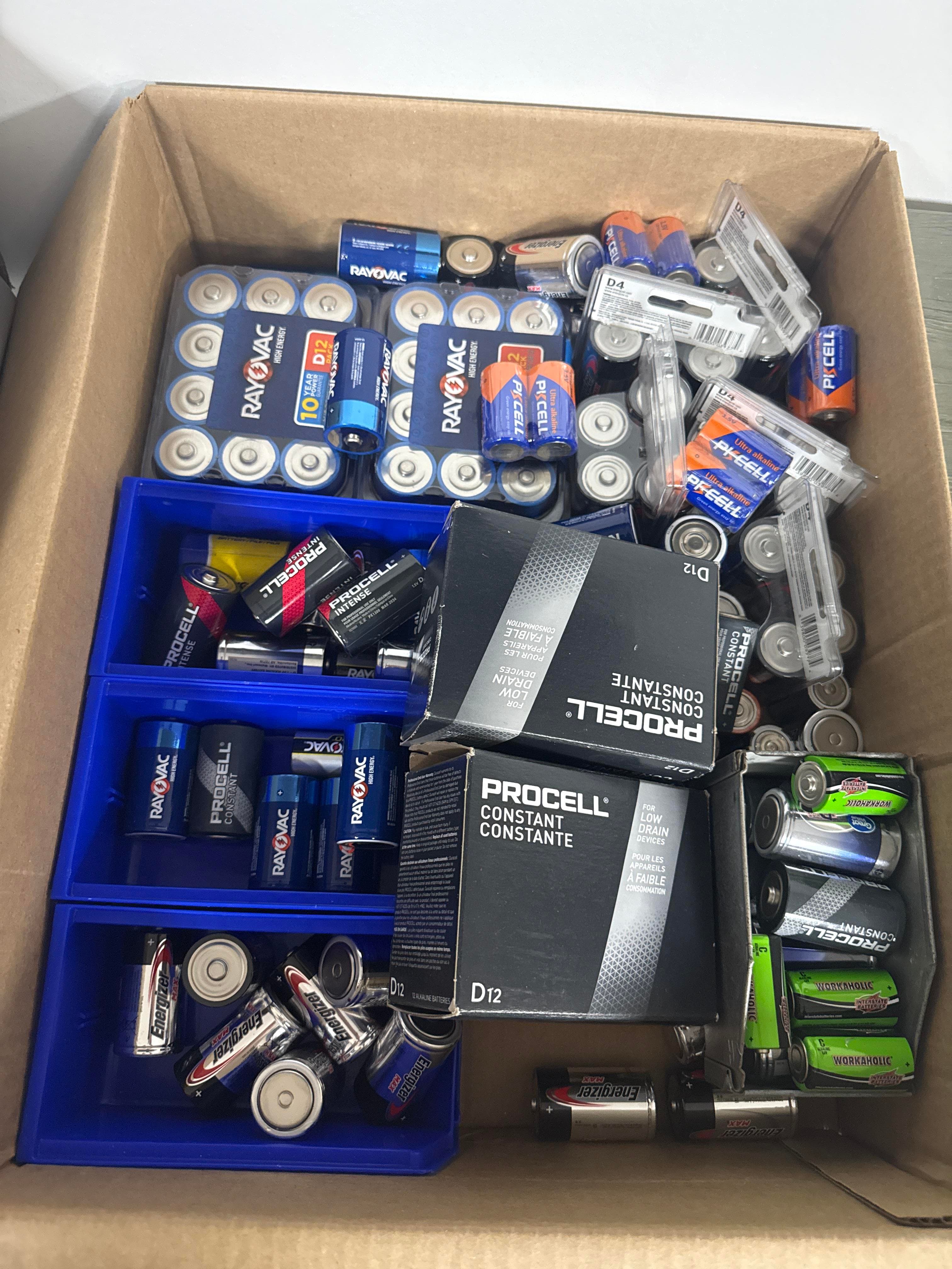 Large Mixed Bulk Battery Lot D Cell and Assorted Sizes