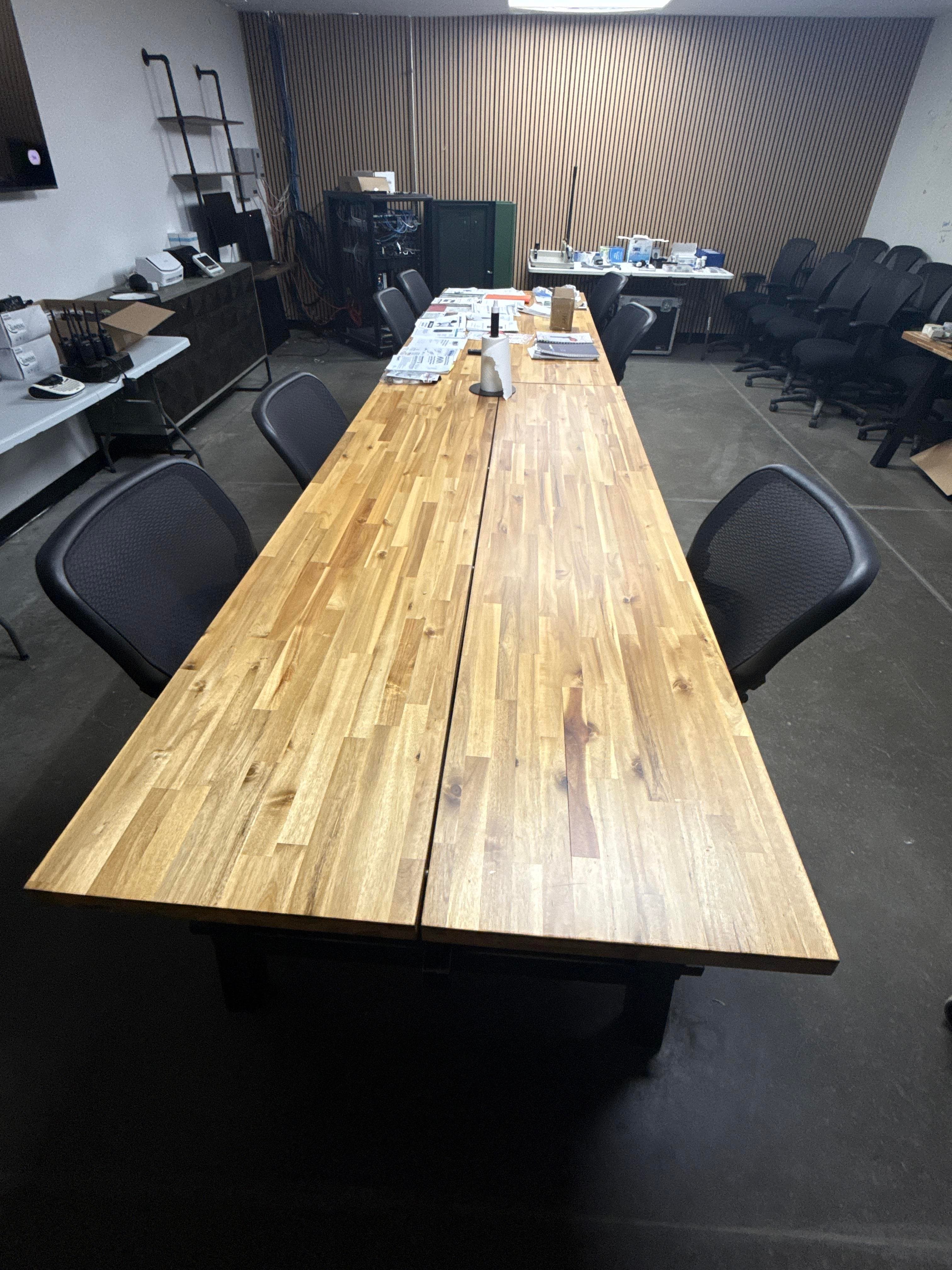Large Modular Conference Table with Rolling Office Chairs