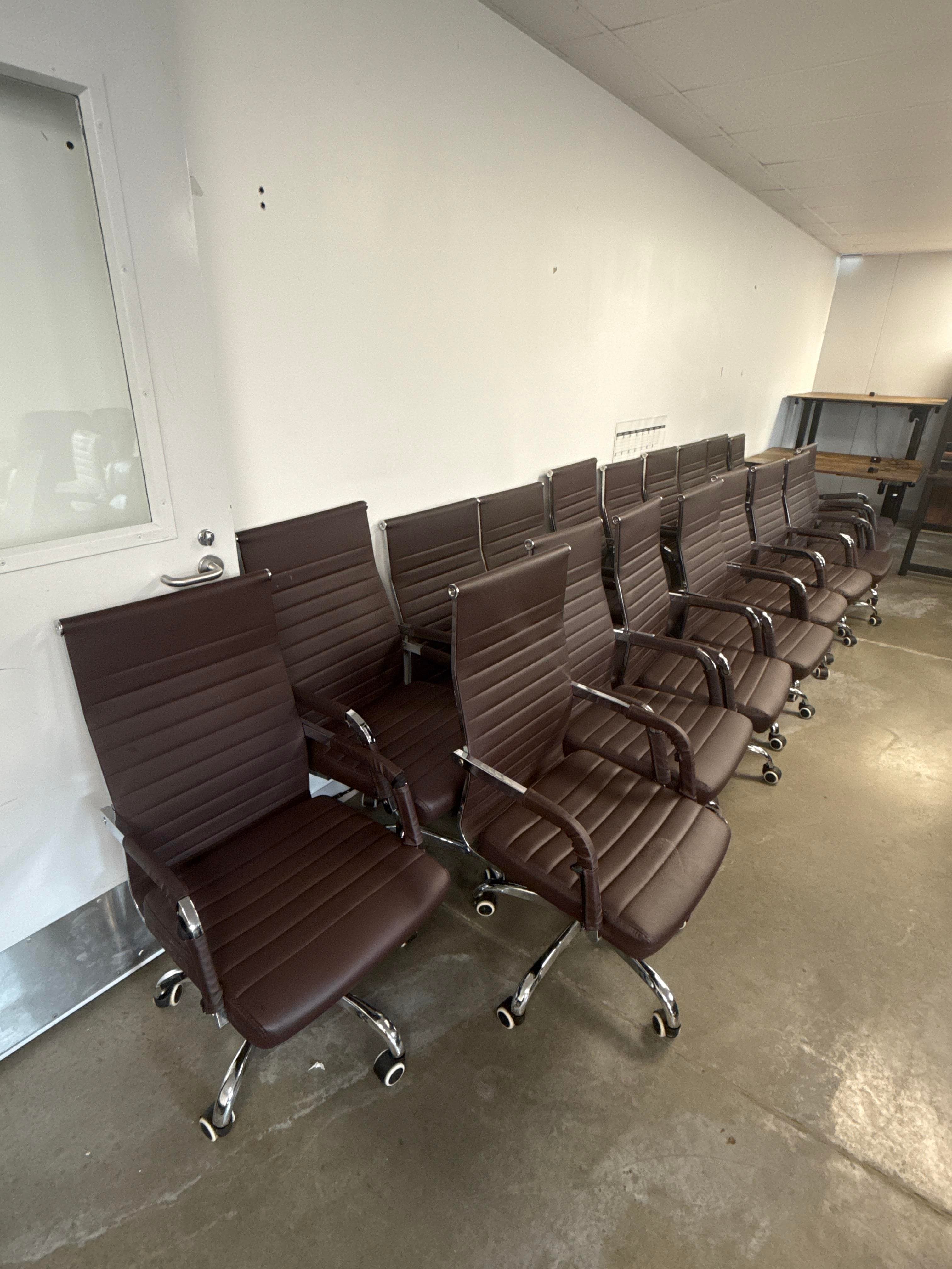 Lot of 19 Brown Executive Office Chairs on Casters