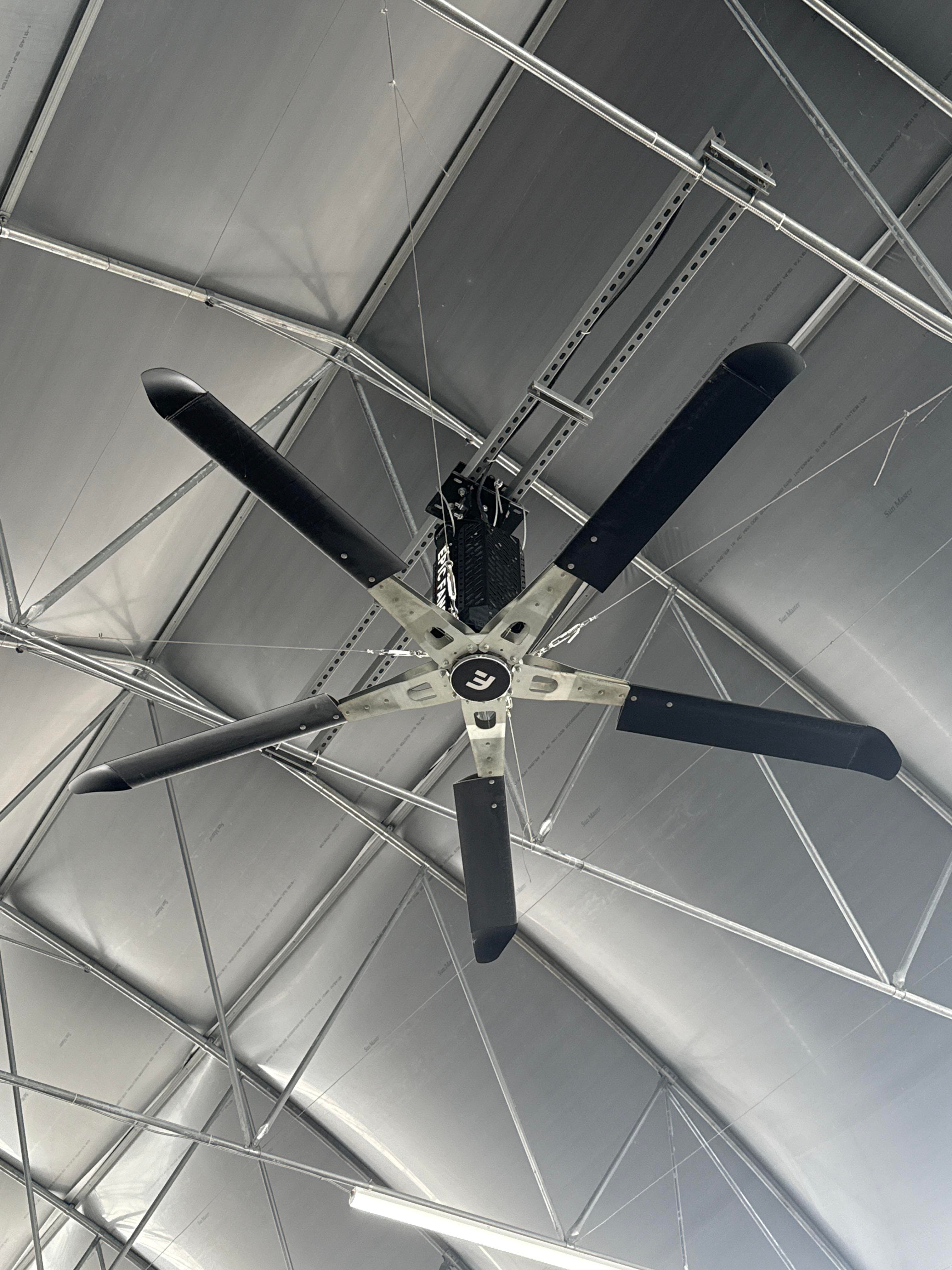 Lot of 3 Epic Industrial HVLS Ceiling Fans with Disconnects For Parts or Repair