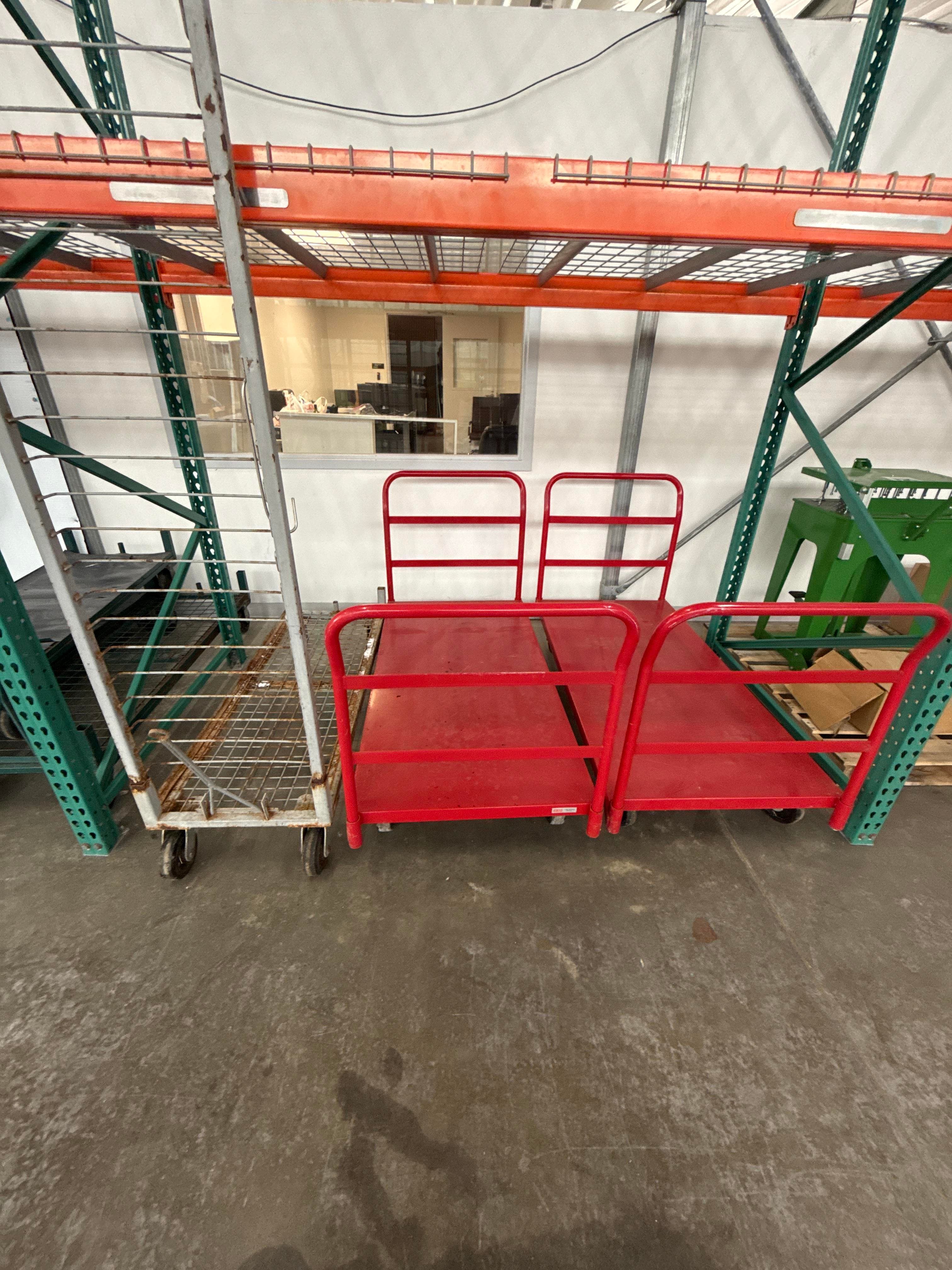 Lot of 3 Heavy Duty Rolling Platform Carts Warehouse Utility Carts