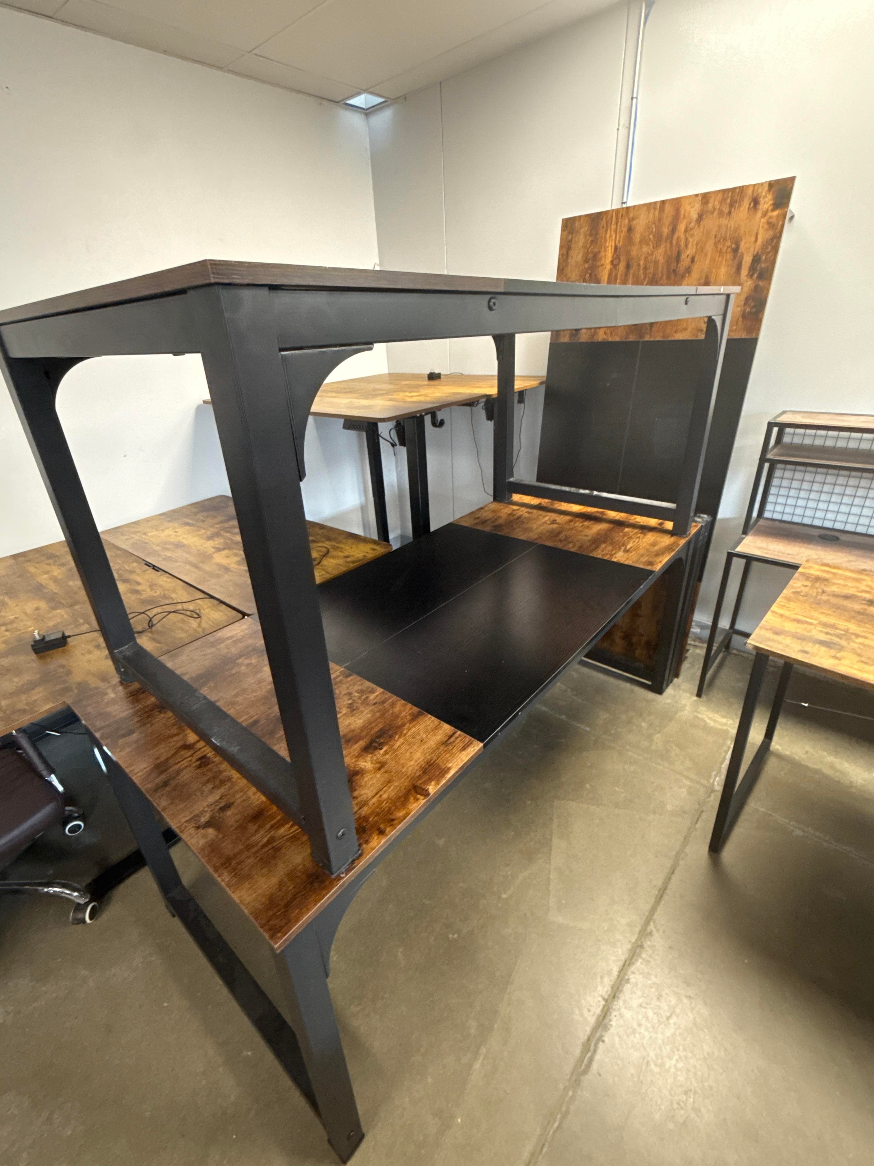 Lot of 3 Matching Office Desks, 2 Assembled and 1 Ready to Assemble