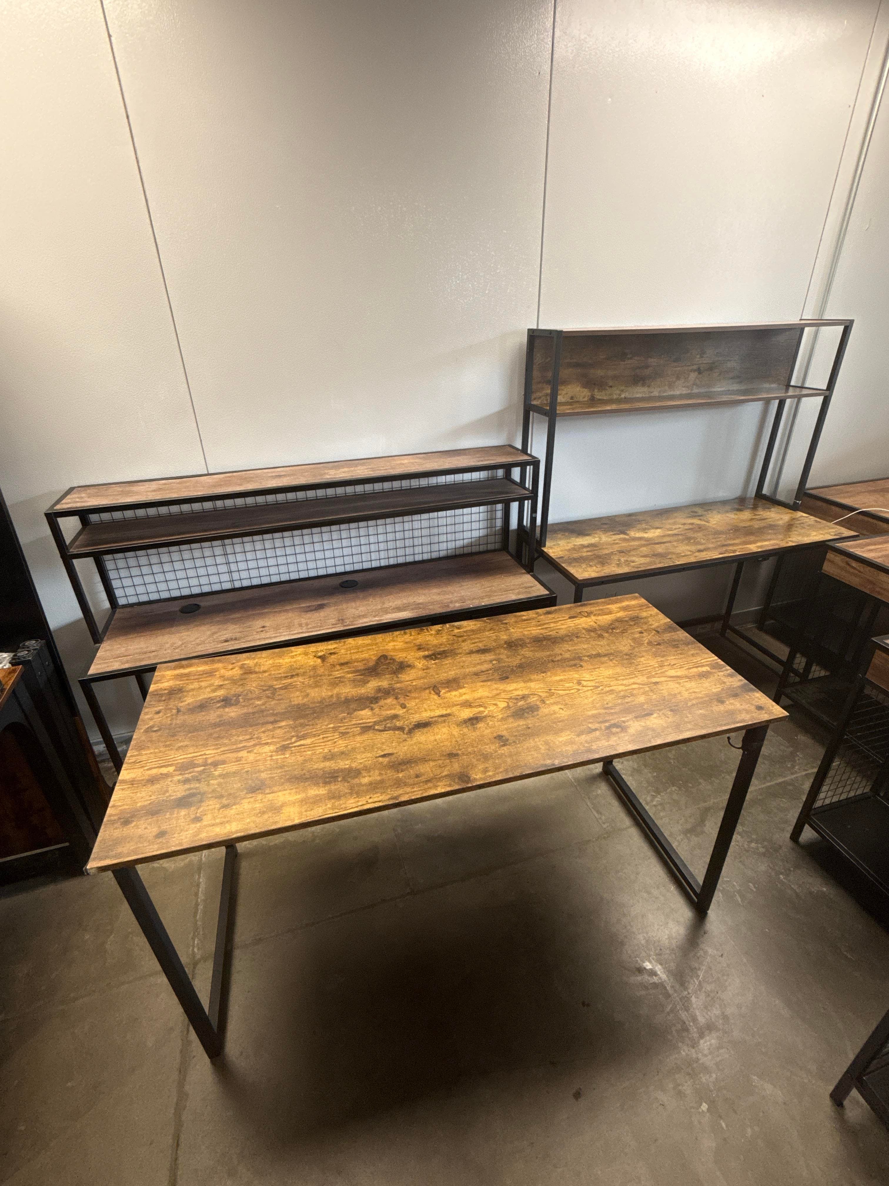 Lot of 3 Matching Wood Look Office Desks and Workstations