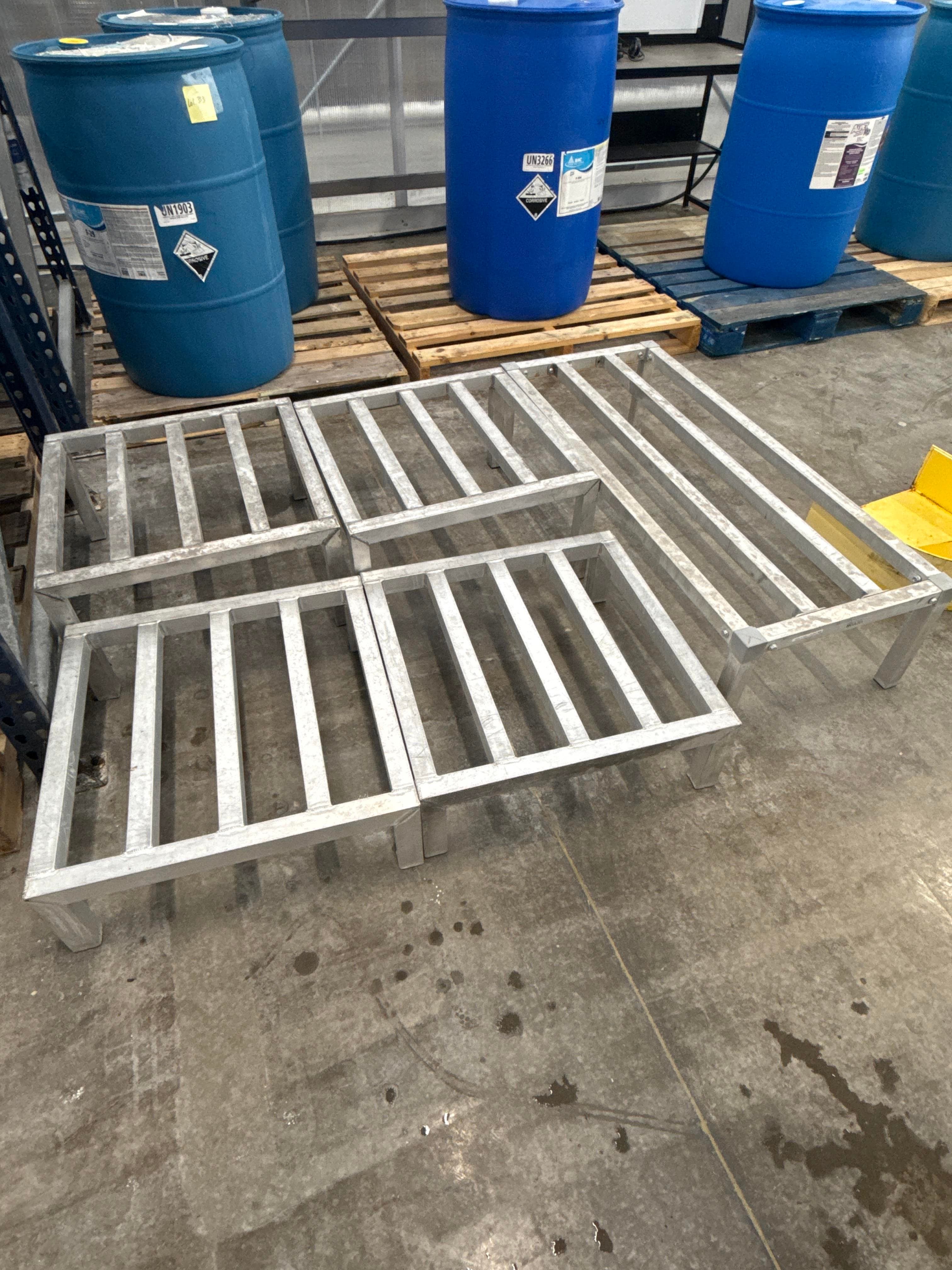 Lot of 5 Aluminum Drum Platforms, Stands or Spill Containment Risers