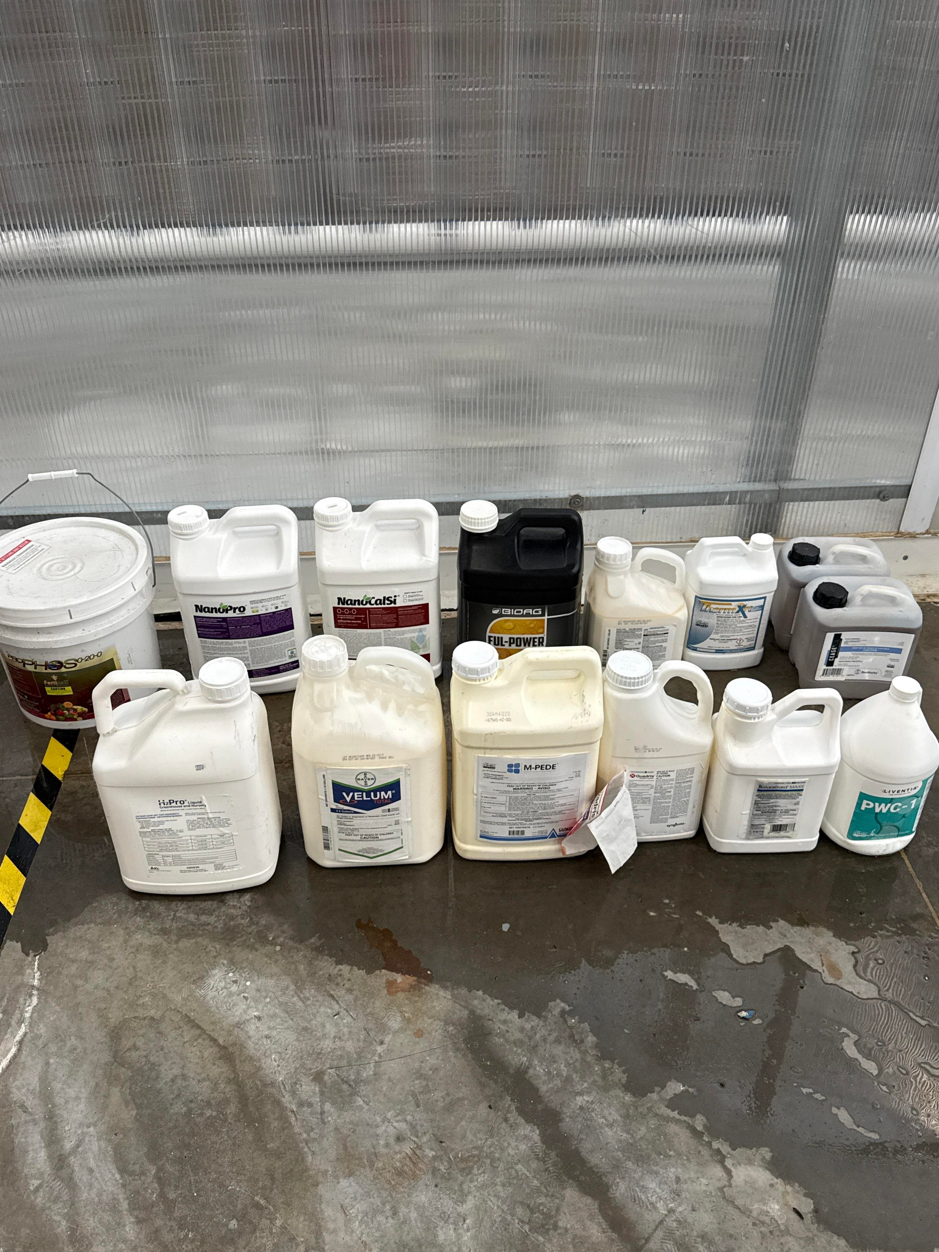 Lot of Greenhouse Fertilizers, Fungicides, Insecticides & Crop Inputs