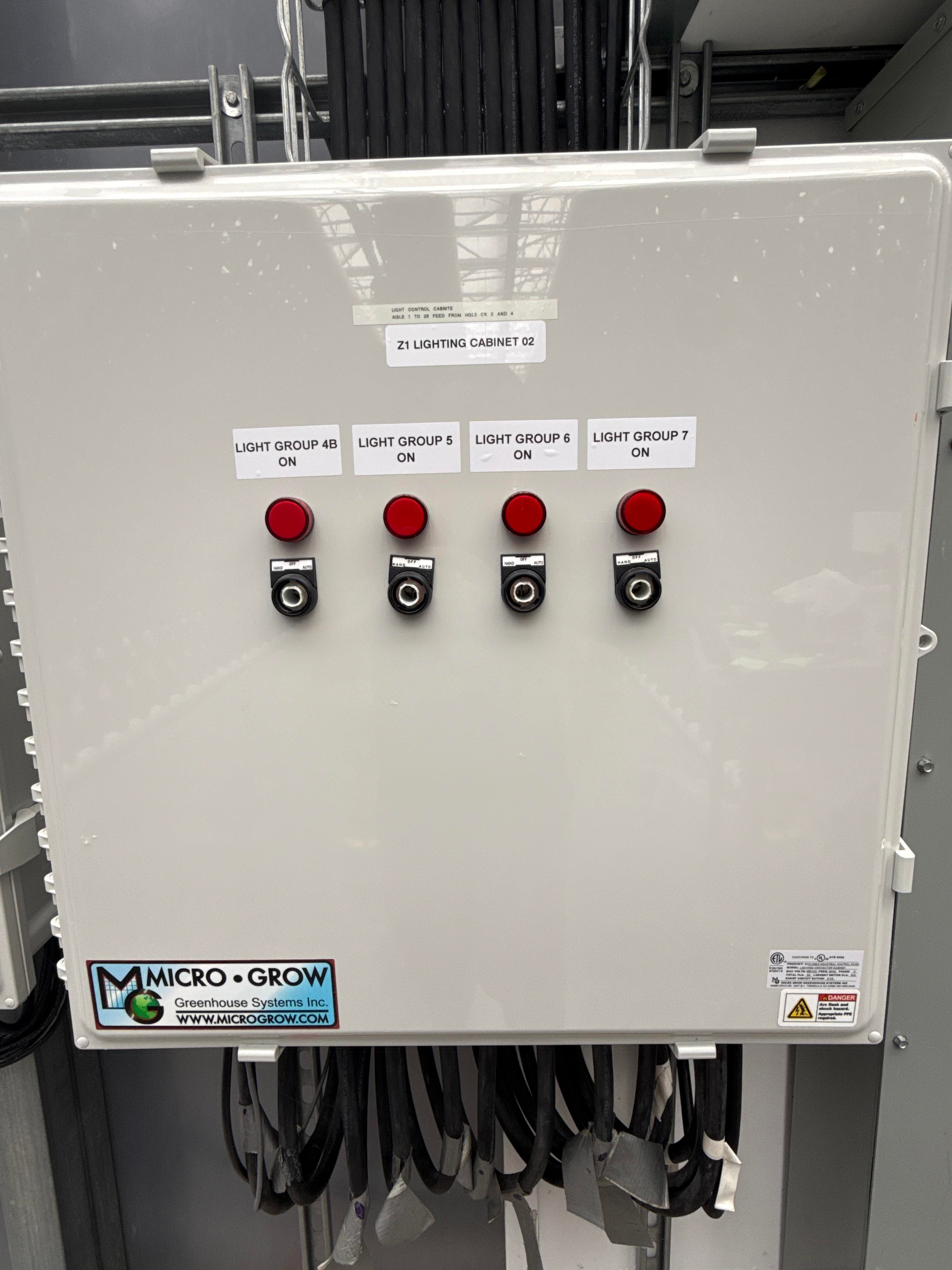 Micro Grow Z1 Lighting Cabinet 02 480V 3 Phase Greenhouse Contactor Panel