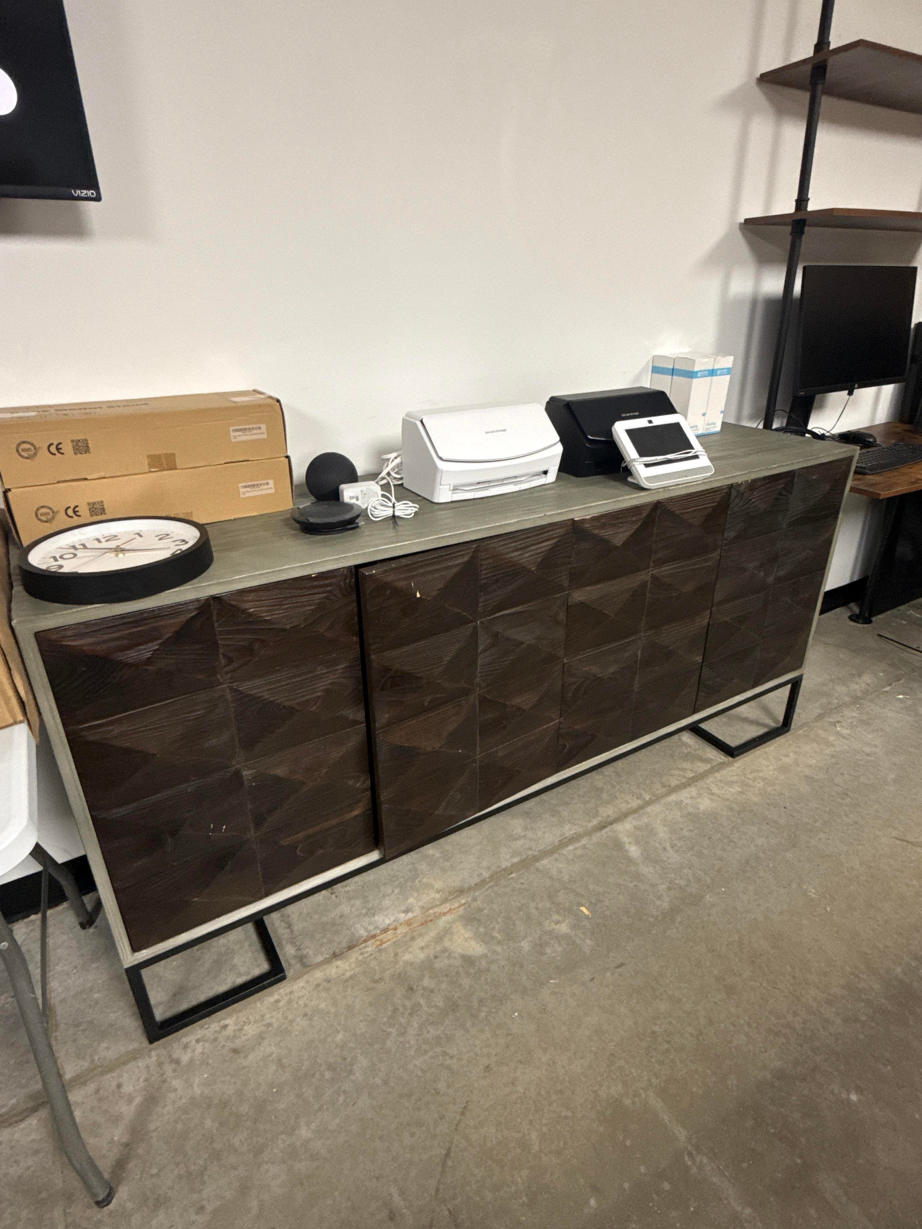 Modern 4 Door Storage Credenza Cabinet with Metal Base